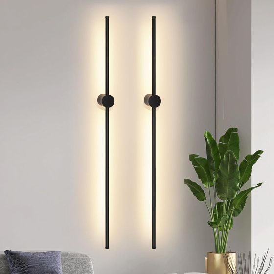 NETTLIFE 2 st 100 cm långa LED-vägglampor för inomhusbruk, svarta, 8 W, minimalistiska, vridbar nattlampa, varmvit, 3000 K