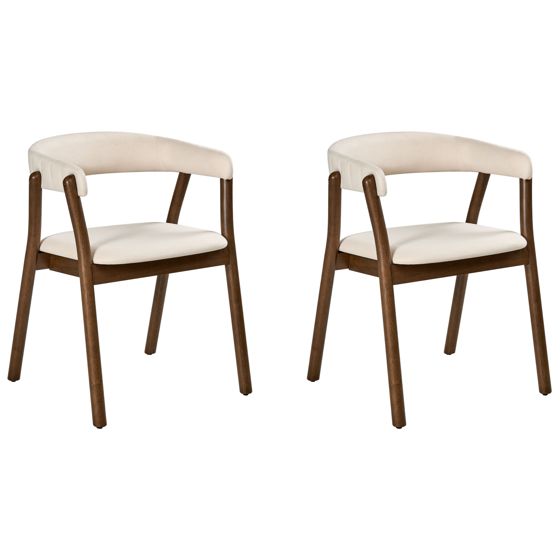Set med 2 matstolar MYLO Off-White/ Mörkbrun