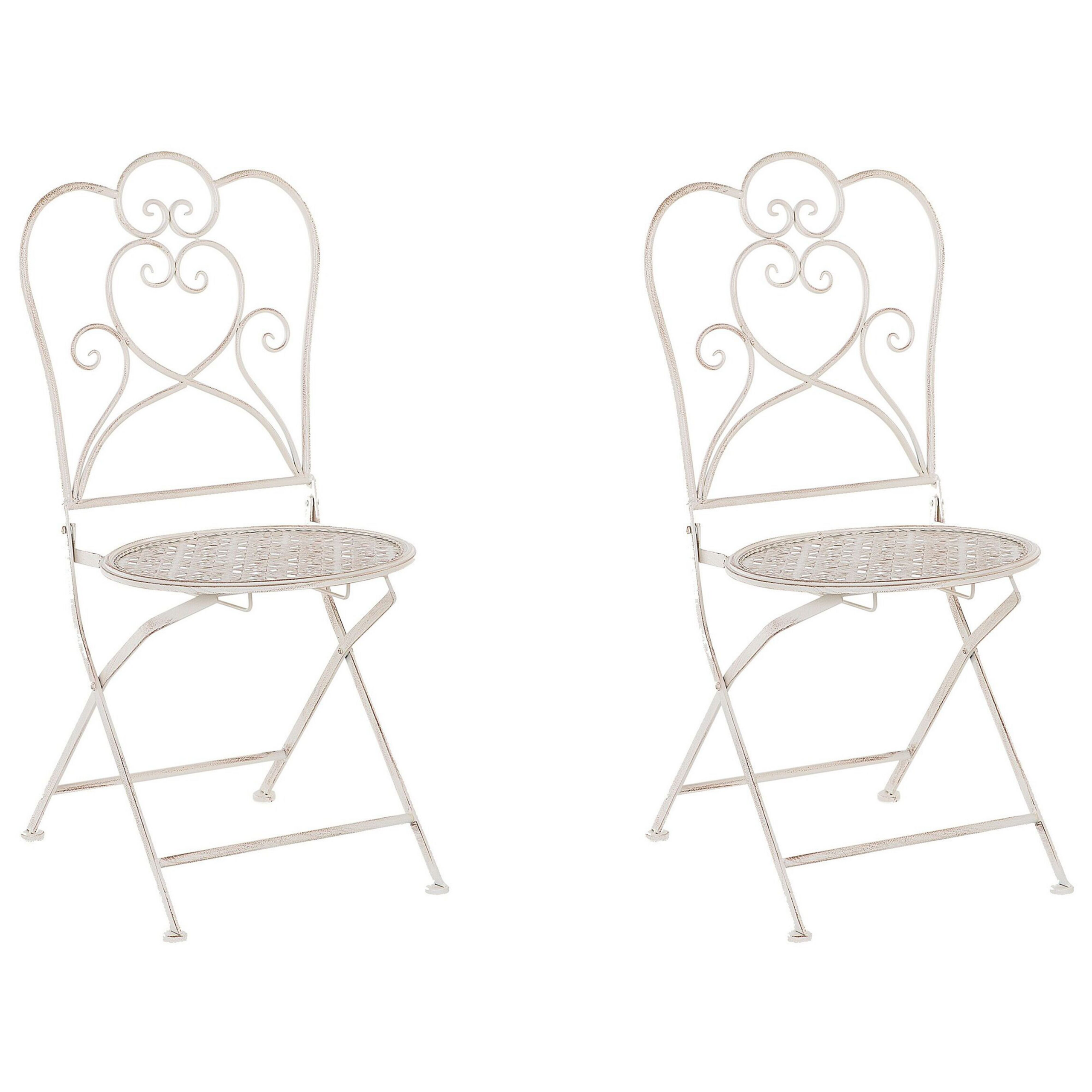 Set med 2 trädgårdsstolar TRIESTE Fällbar Metall Ljusbeige