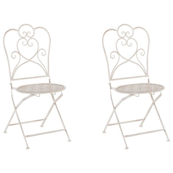 Set med 2 trädgårdsstolar TRIESTE Fällbar Metall Ljusbeige