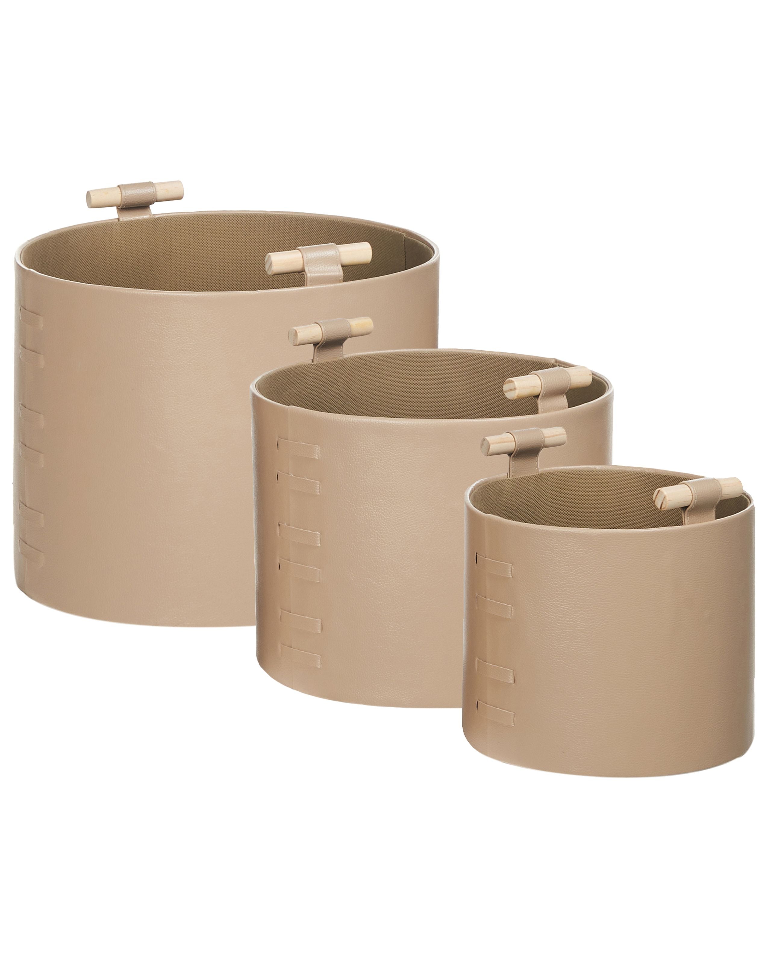 Set med 3 korgar ARAM Konstläder Beige