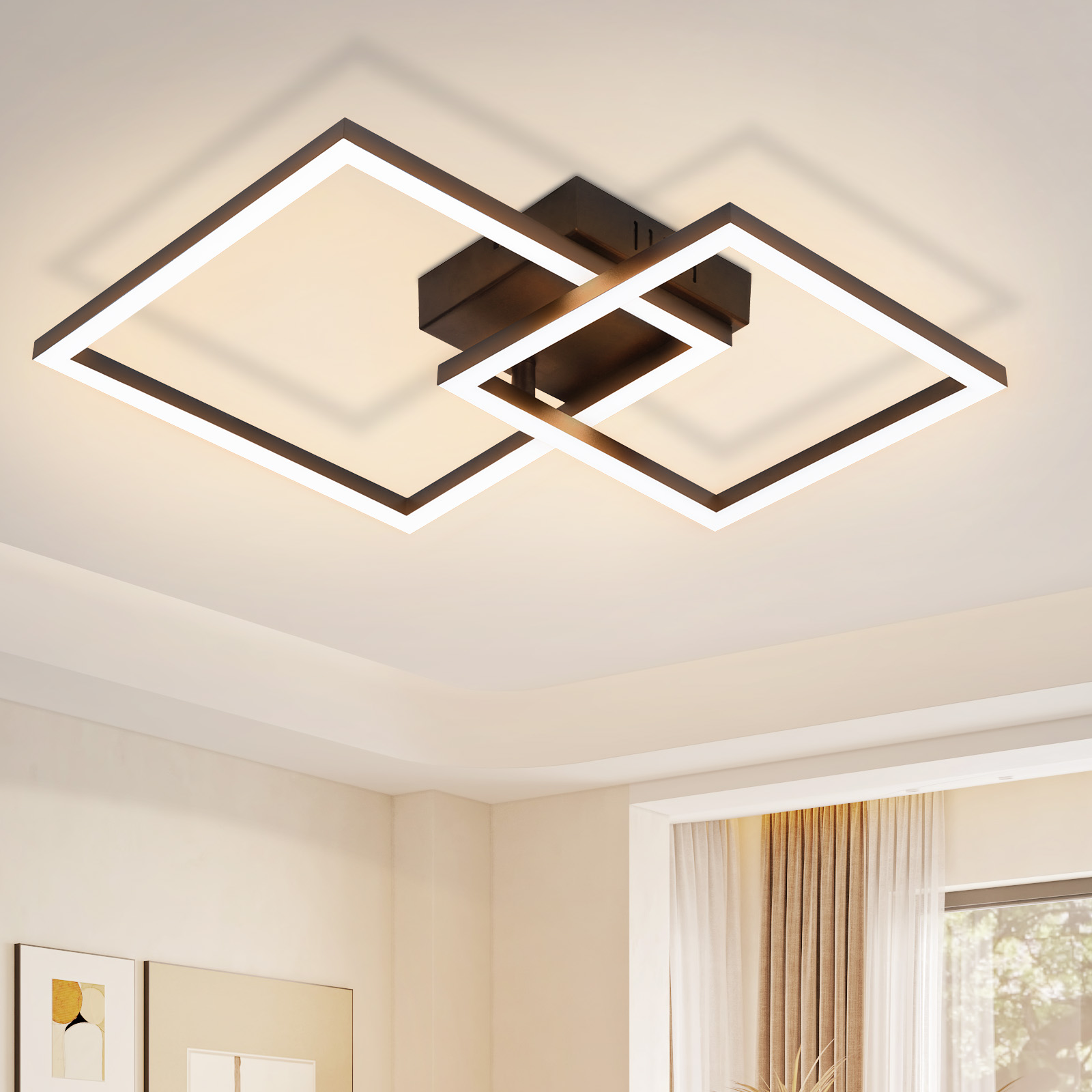 NETTLIFE LED - taklampa, vardagsrum Taklampa - 20W varmvit Vardagsrumslampa modern, design sovrumslampa svart