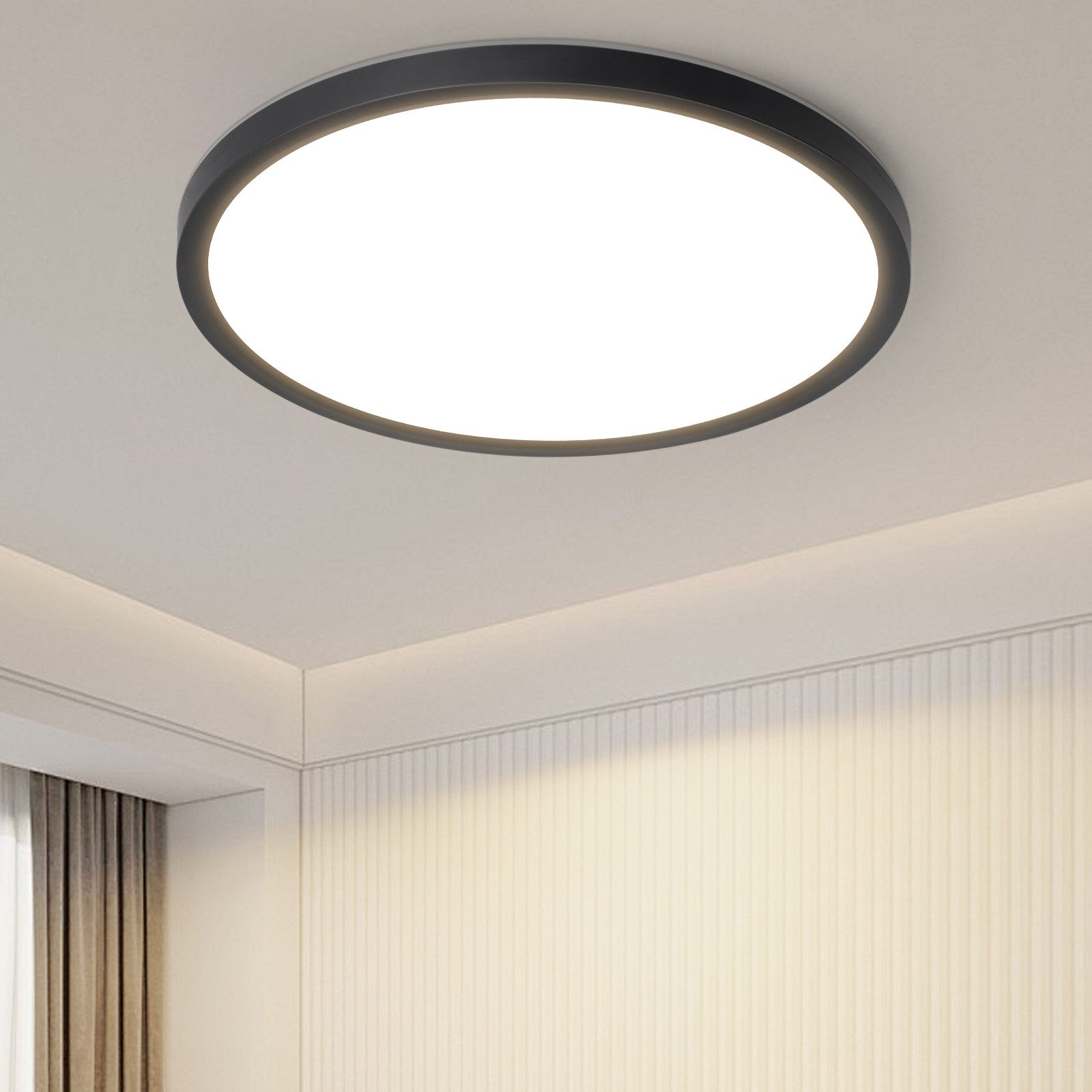 NETTLIFE LED - taklampa för badrummet, platt, 18 W, rund, vit, kökstaklampa, ej dimbar