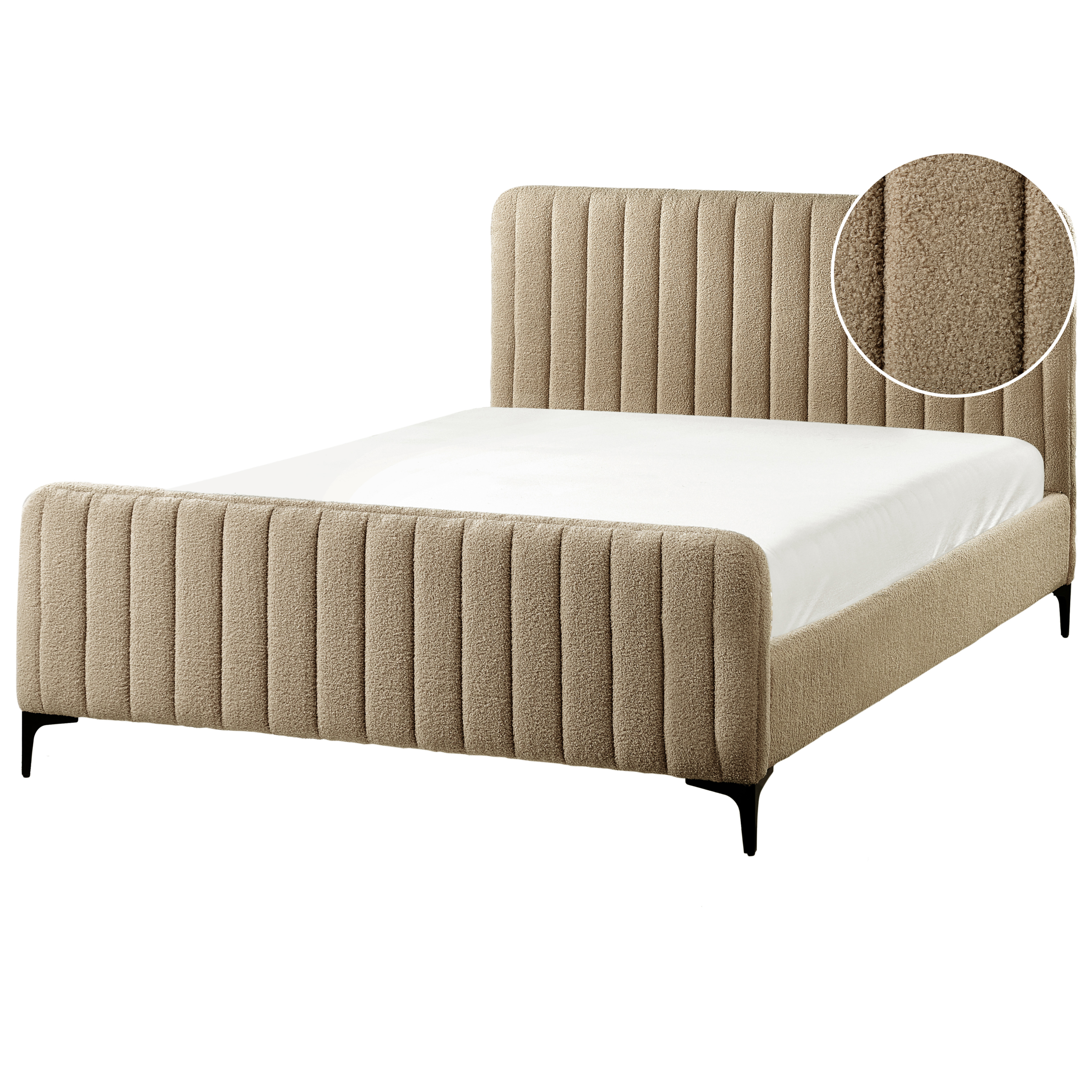 Säng med lamellram Bouclé LUNAN 140 x 200 cm Taupe