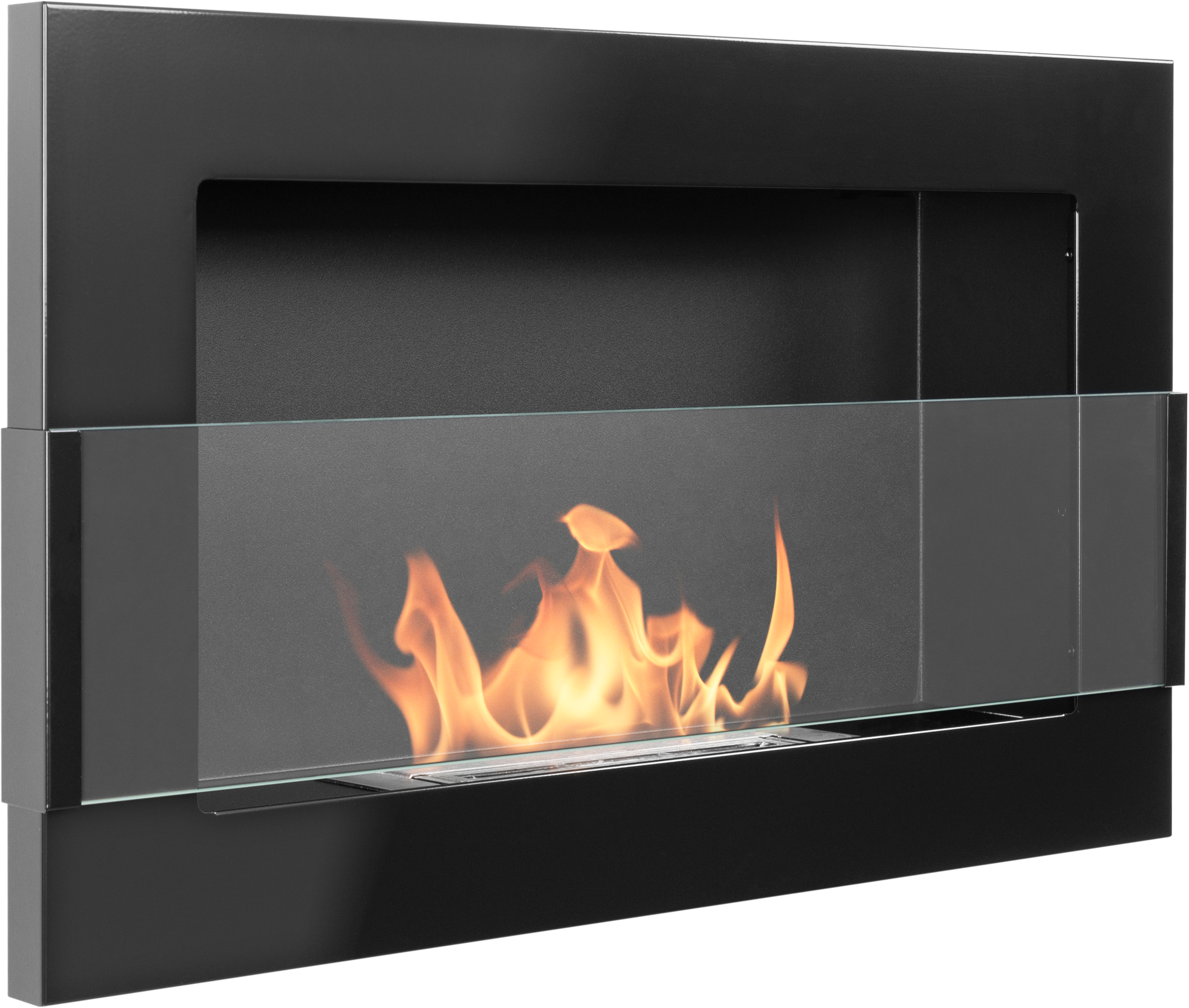 bioetanolkamin väggmonterad 650 × 400 – blank svart