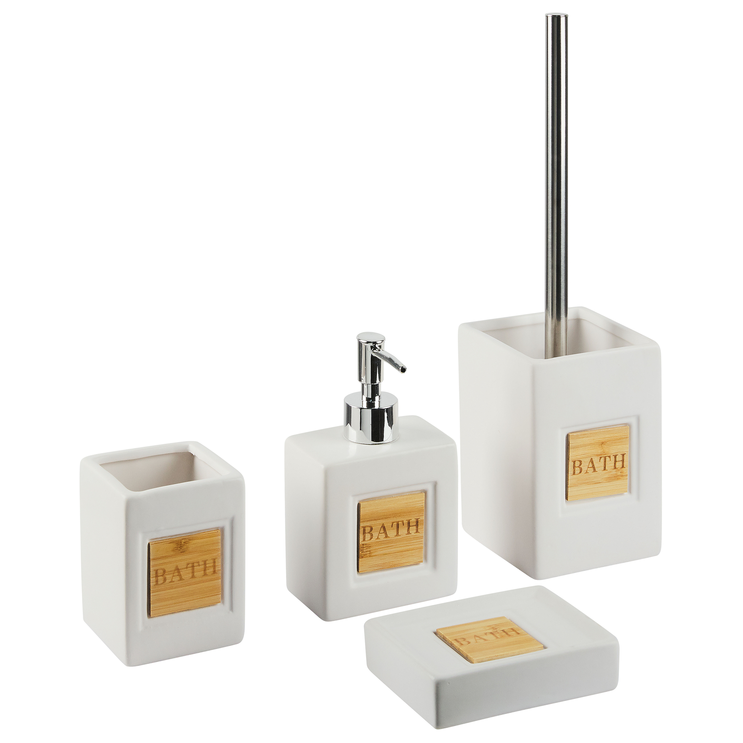 Set med badrumstillbehör i 4 delar KOUROU Keramik Beige