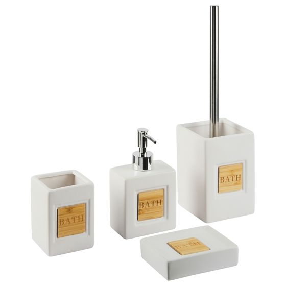 Set med badrumstillbehör i 4 delar KOUROU Keramik Beige