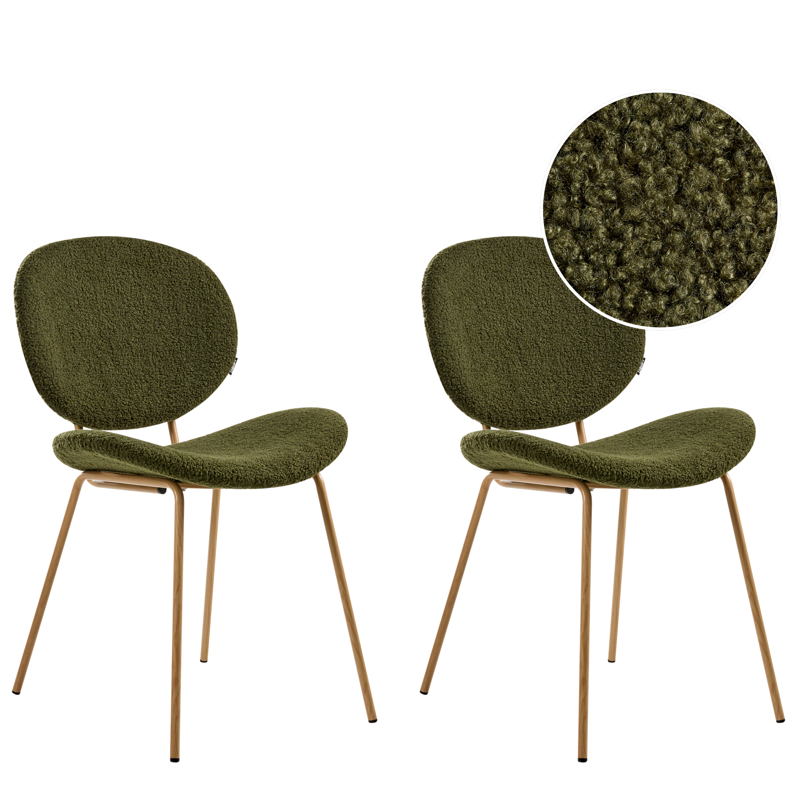 Set med 2 matstolar LUANA Bouclé Mörkgrön