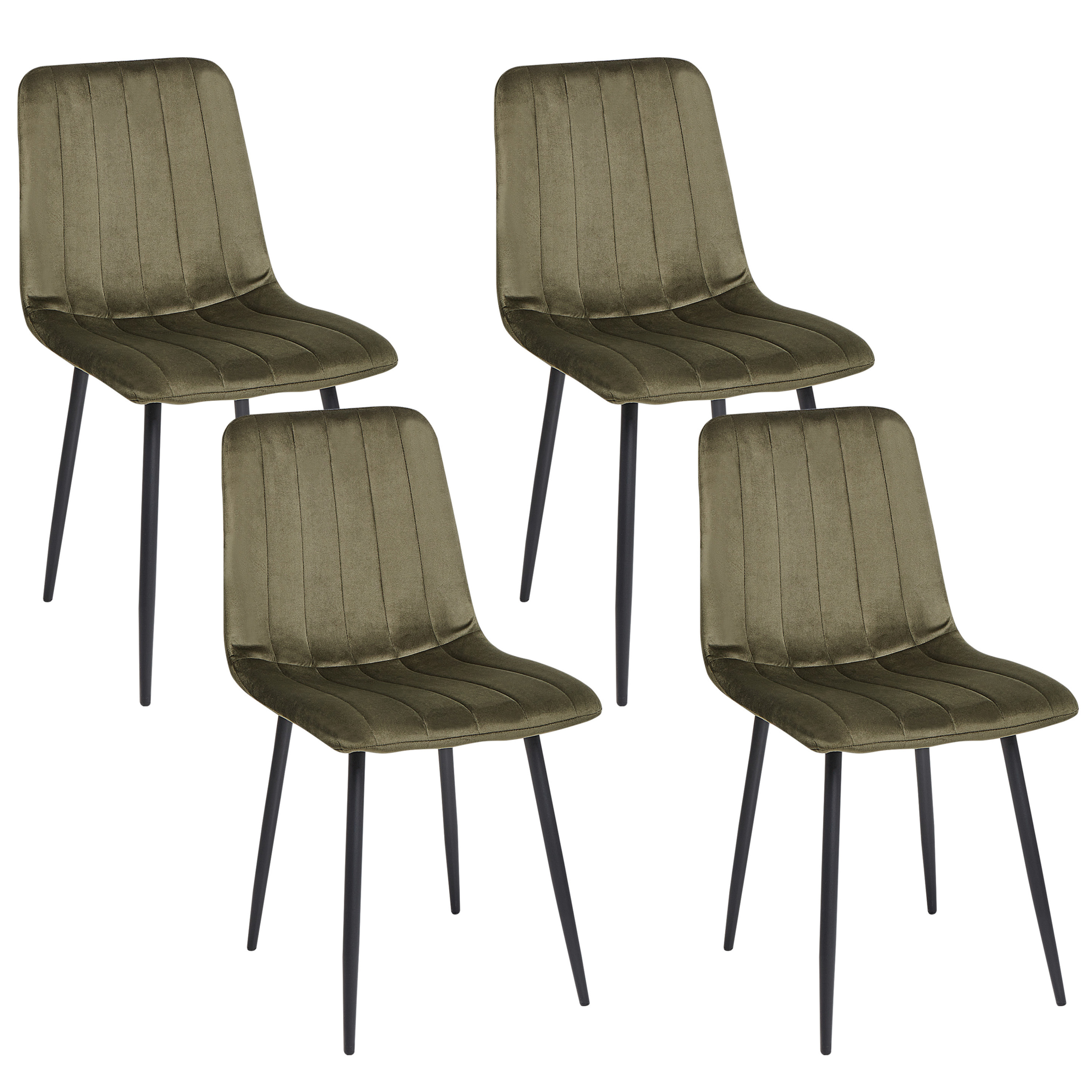 Set med 4 matstolar KALISPELL Sammet Olivgrön