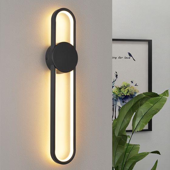 NETTLIFE LED-vägglampa för inomhusbruk - 12 W trapplampa 60 cm svart modern halllampa 3000 K