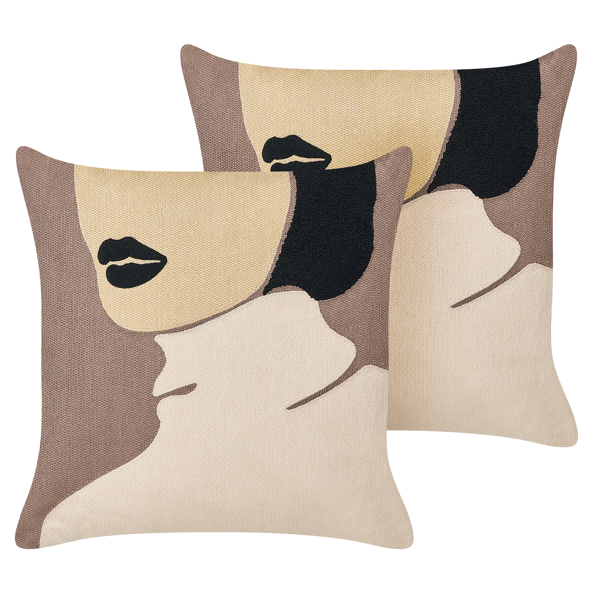 Set med 2 prydnadskuddar SILPHIUM 45 x 45 cm Bomull Brun Abstrakt tryck