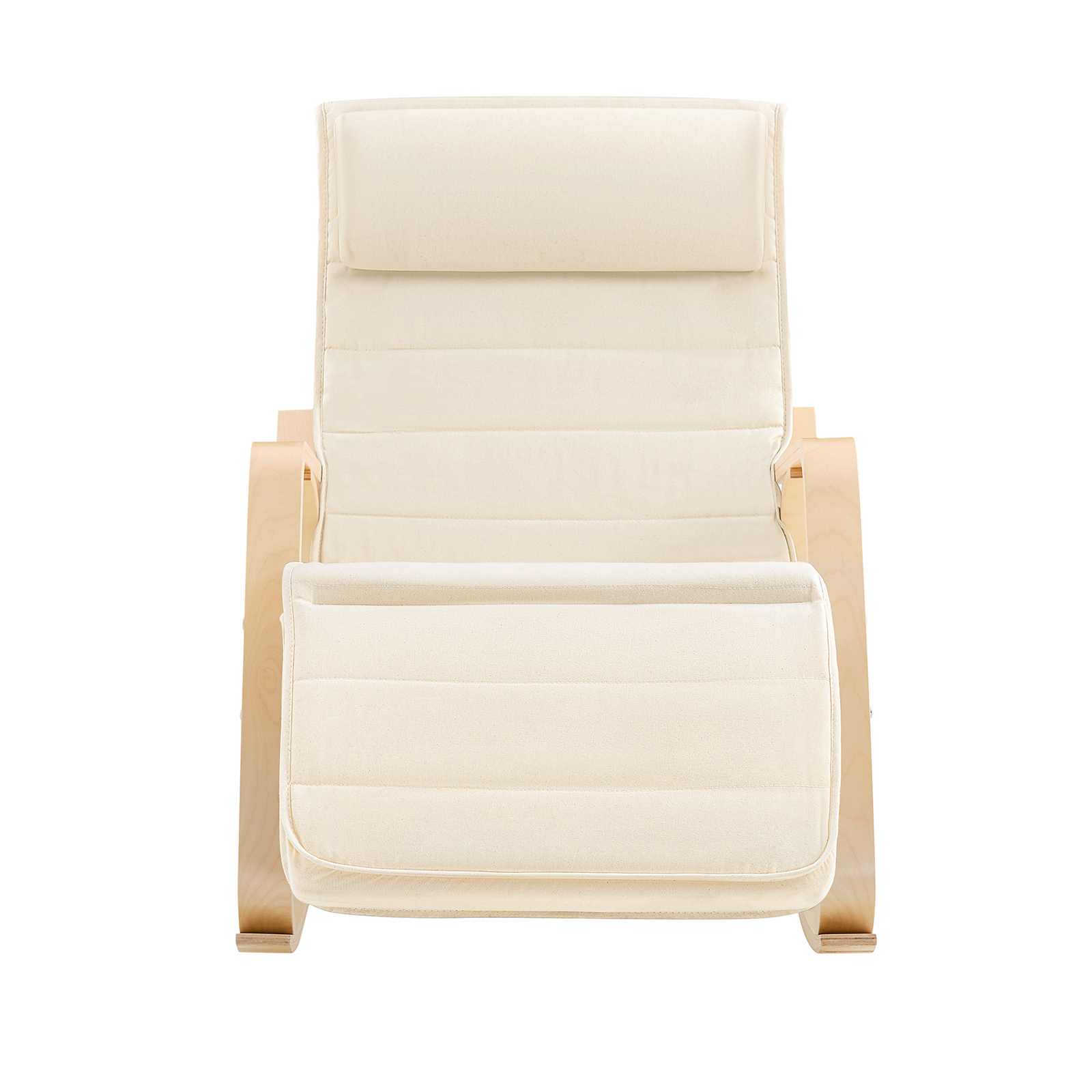 SoBuy Modern gungstol med fotpall, Loungestol, Testad för 150 kg, beige, FST16-W