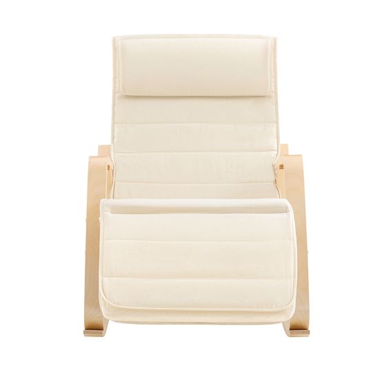 SoBuy Modern gungstol med fotpall, Loungestol, Testad för 150 kg, beige, FST16-W