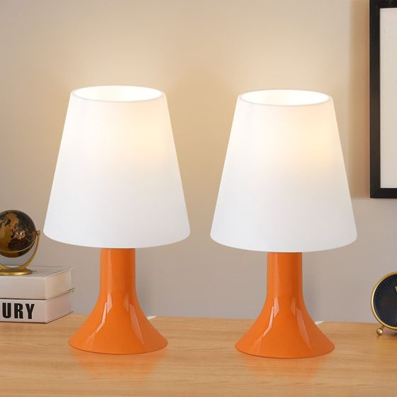 NETTLIFE Nattduksbordslampa, vardagsrum, bordslampa, med sladd - bordslampset, 2 små, glödlampor, E14 modern, orange
