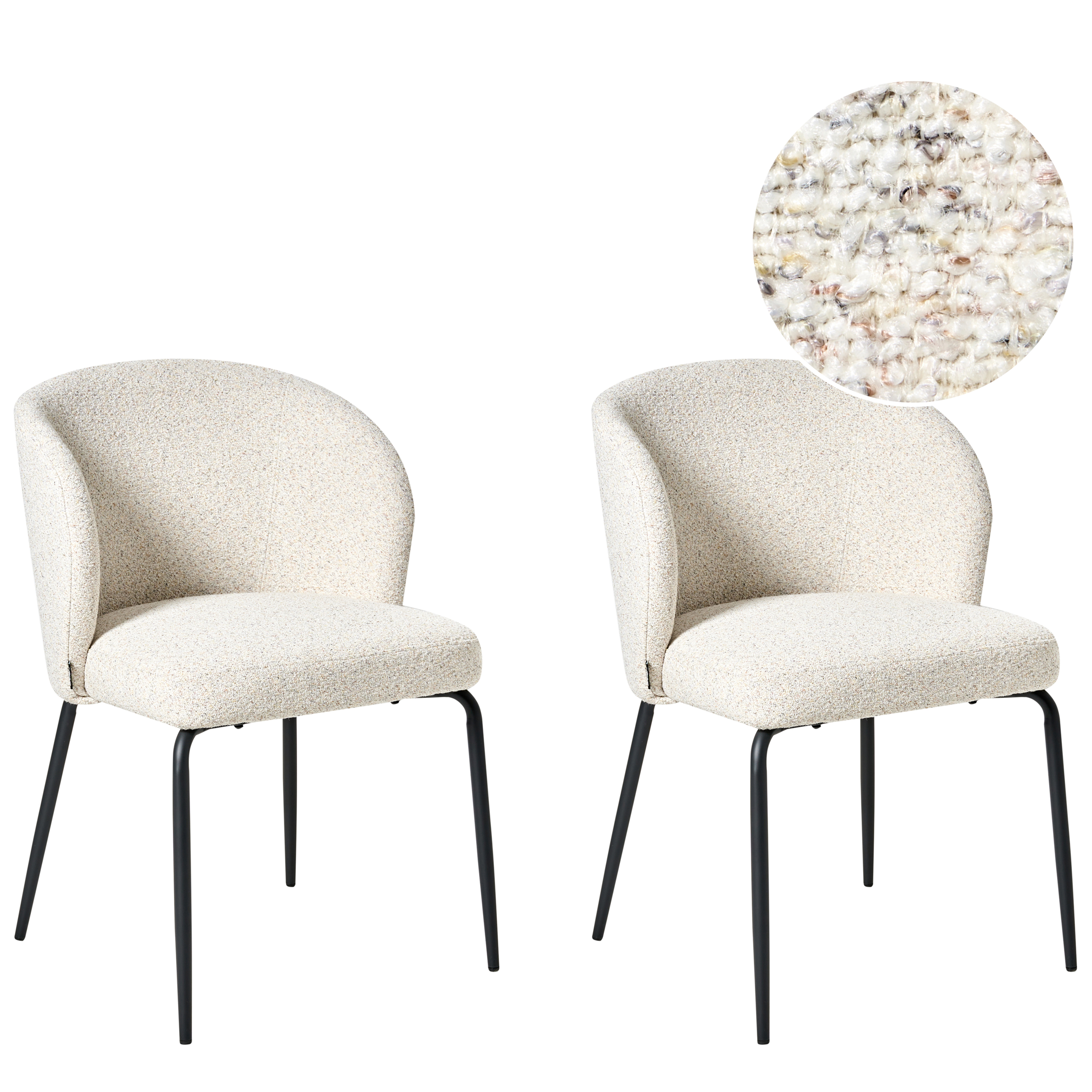 Set med 2 matstolar ZANA Bouclé Ljusbeige