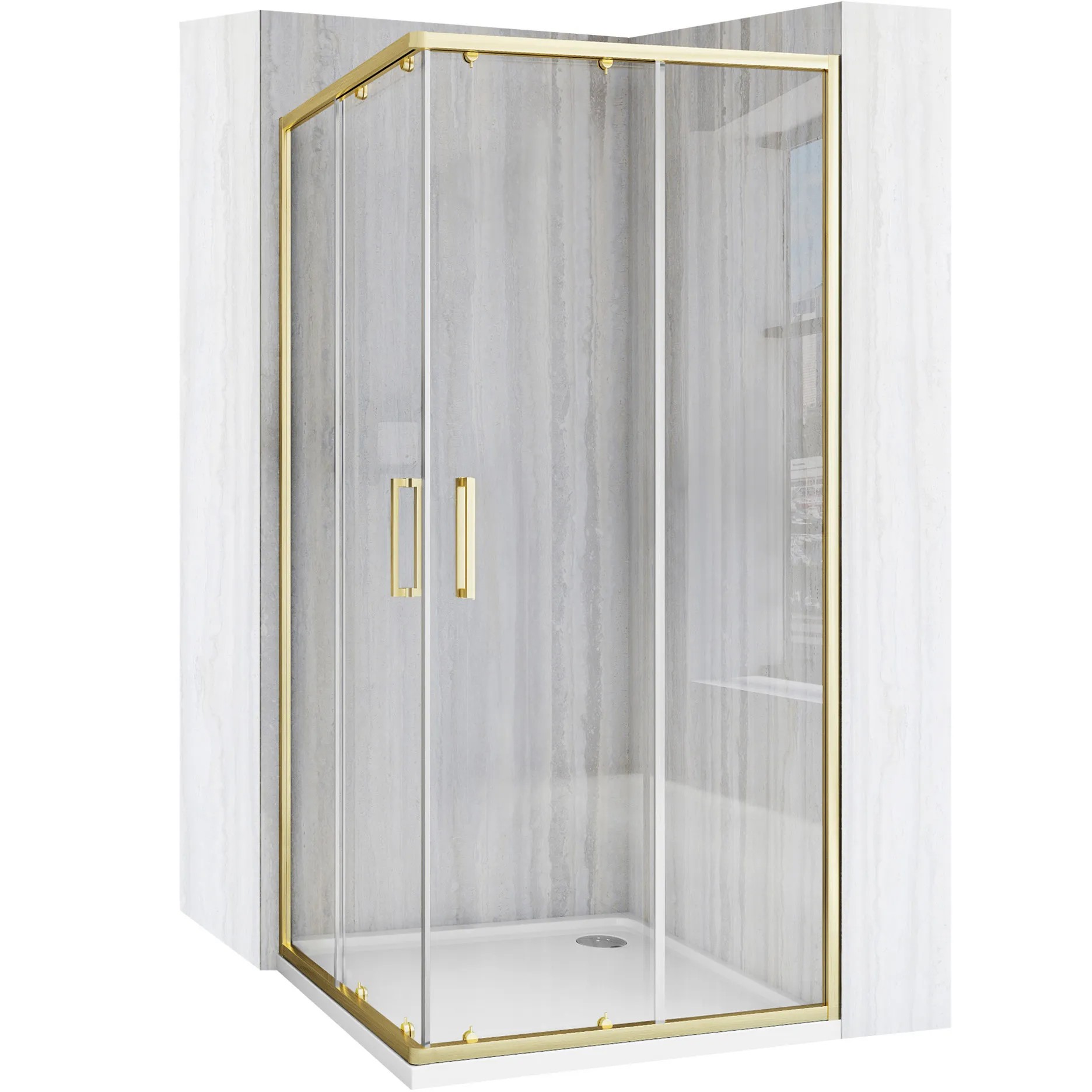 REA Duschkabin CITY 80x80 Borstat Guld, 78x78x190cm