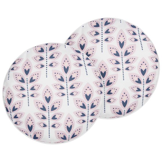 Set med 2 utomhusdynor TORRETTA Växtmotiv 40 x 40 cm Off-White