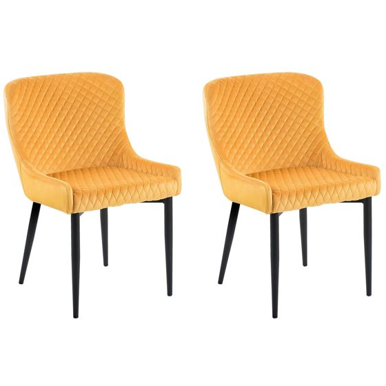 Set med 2 matstolar SOLANO Sammet Gul