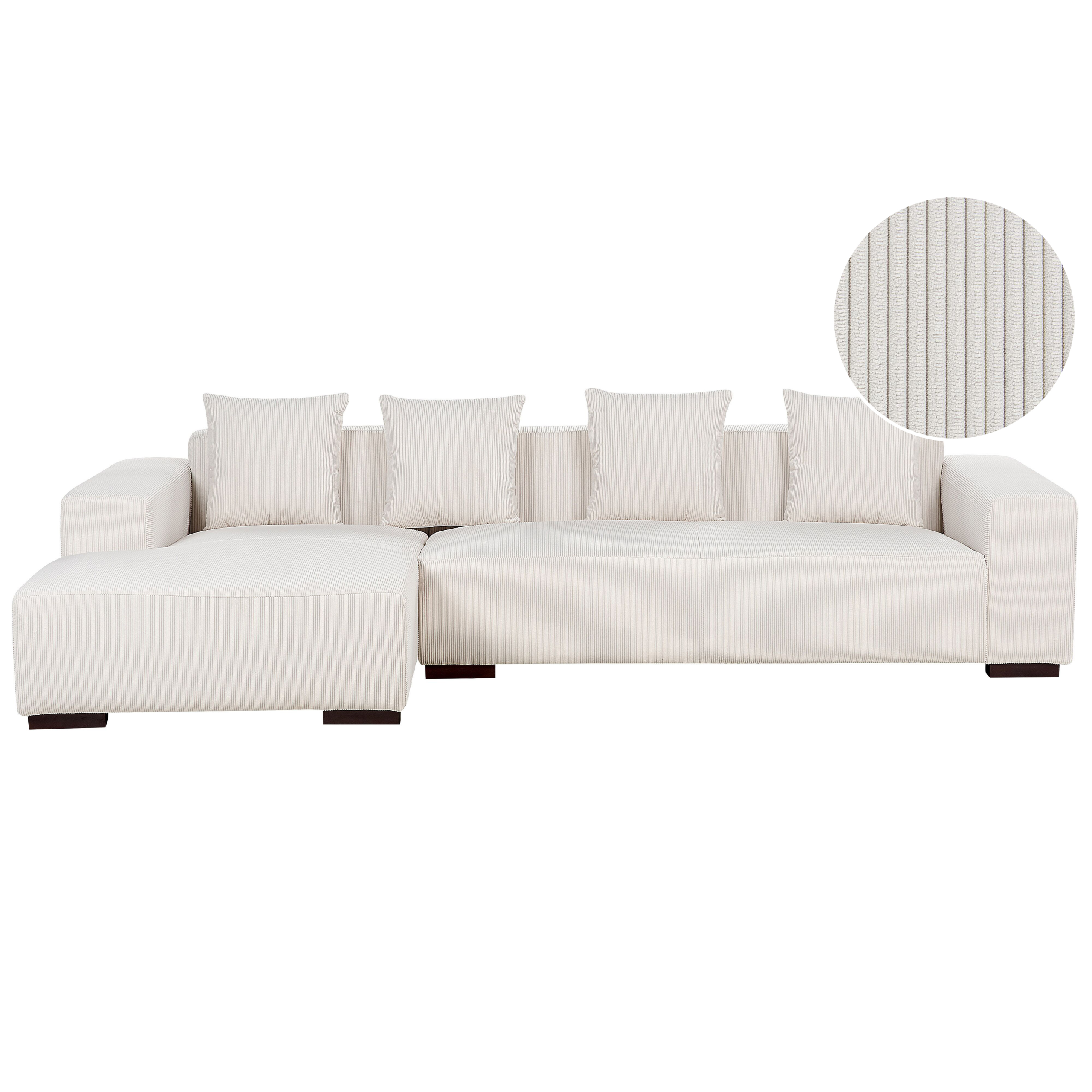 Hörnsoffa 4-sits LUNGO Manchester Off-White Högervänd
