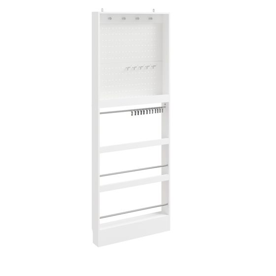 Väggmonterad klädkrok med perforerad panel, vit, 190x67 cm, FHK39-W
