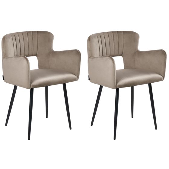 Set med 2 matstolar SANILAC Sammet Taupe