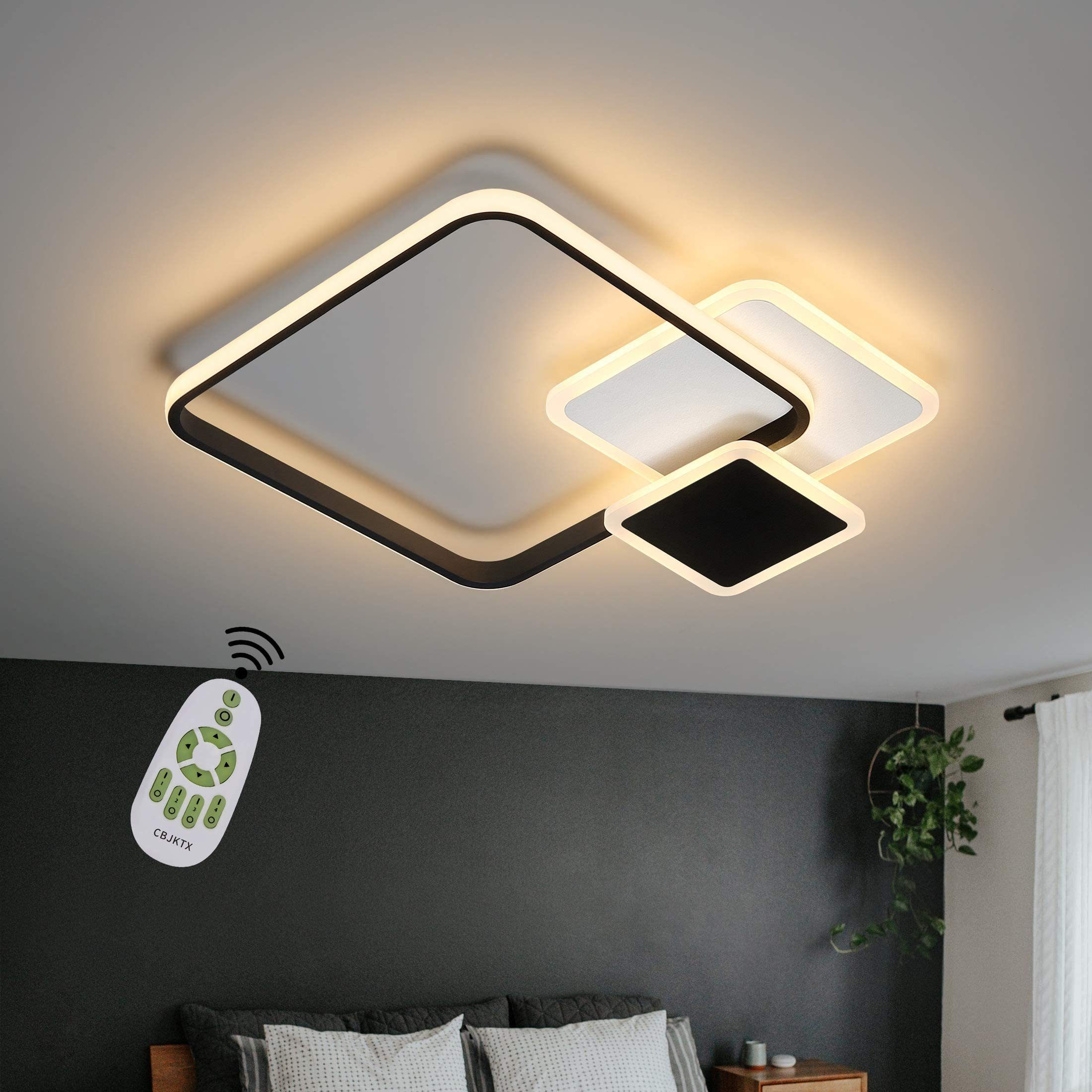 NETTLIFE LED-taklampa 45*41cm, 46W, 3000K -6000K dimbar lampa svart med design för sovrum, kontor, kök