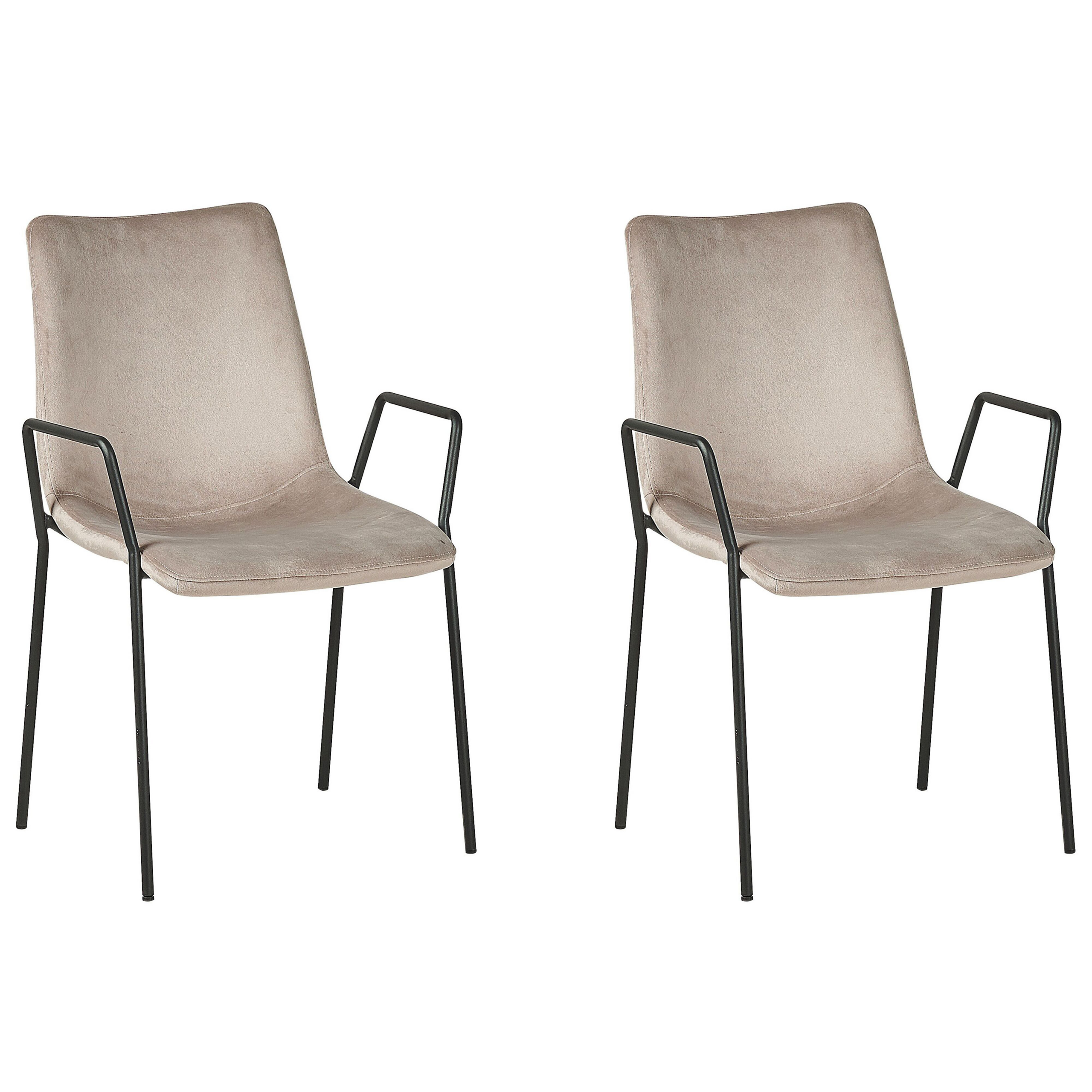 Set med 2 matstolar JEFFERSON Sammet Taupe
