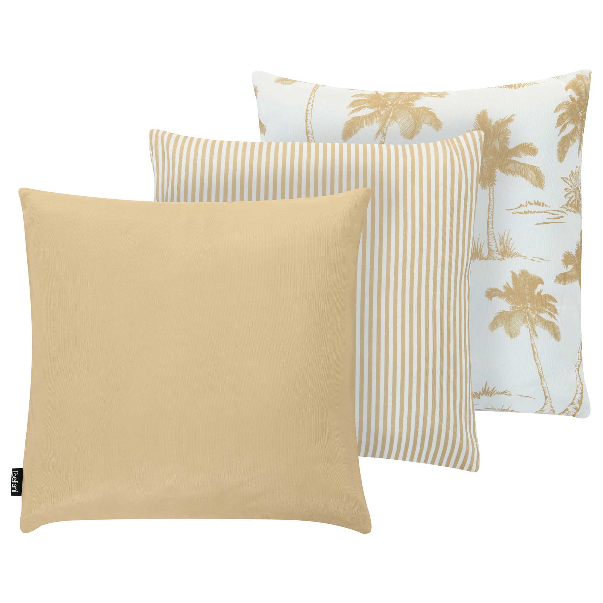 Set med 3 utomhusdynor ARUM Växtmotiv 45 x 45 cm Beige/ Vit