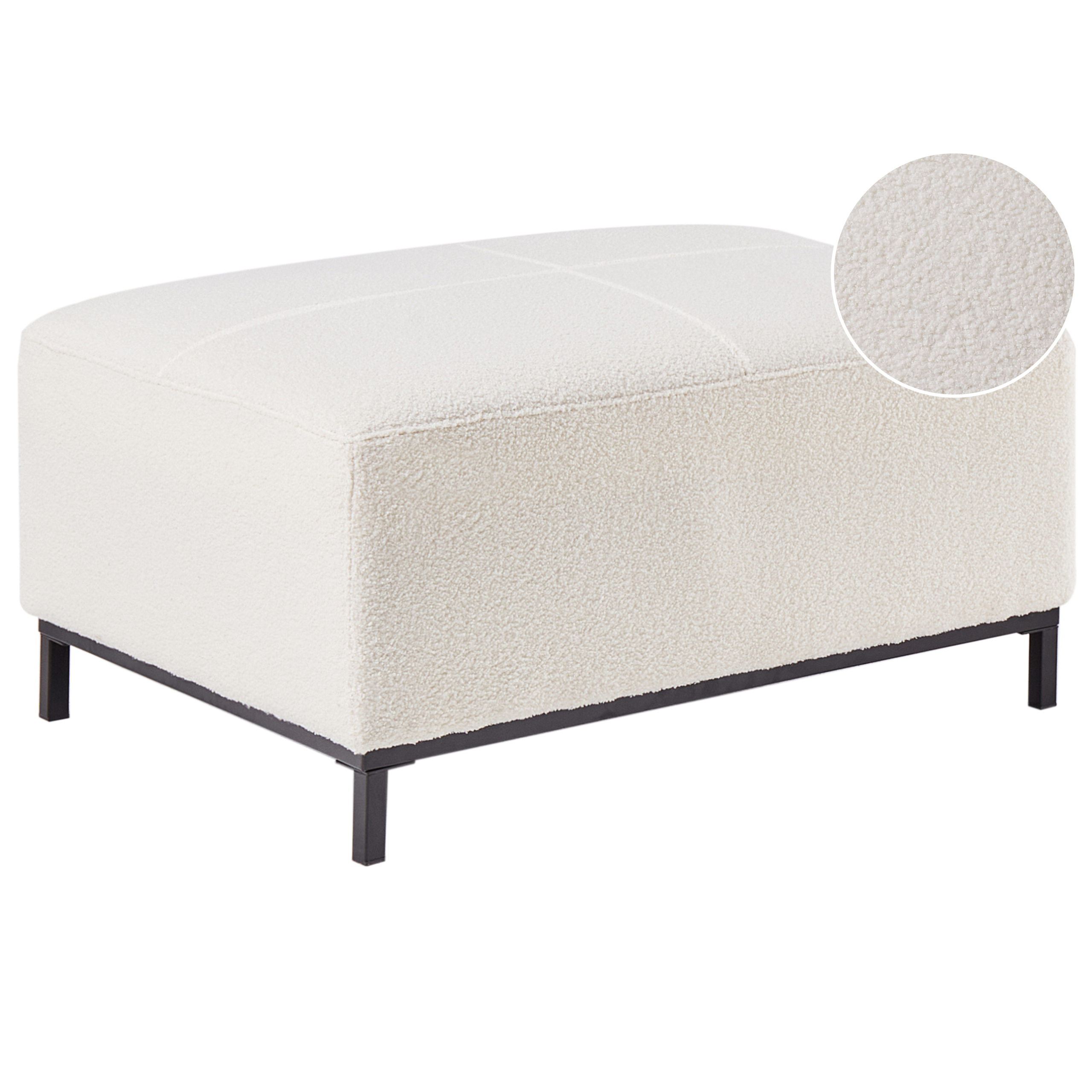 Fotpall OSLO Bouclé Vit