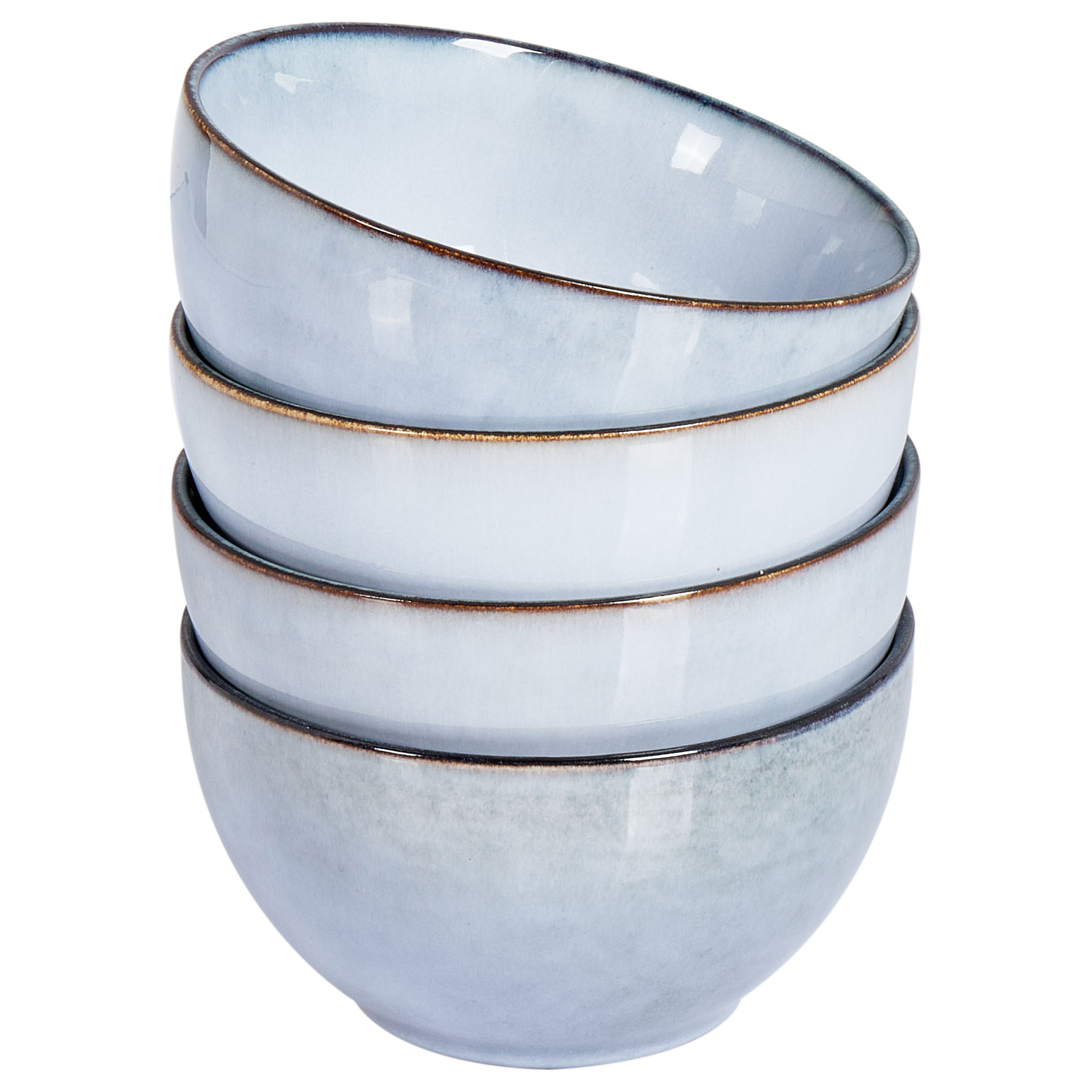 Set med 4 skålar JUNIPER Stengods Ljusblå 14 cm