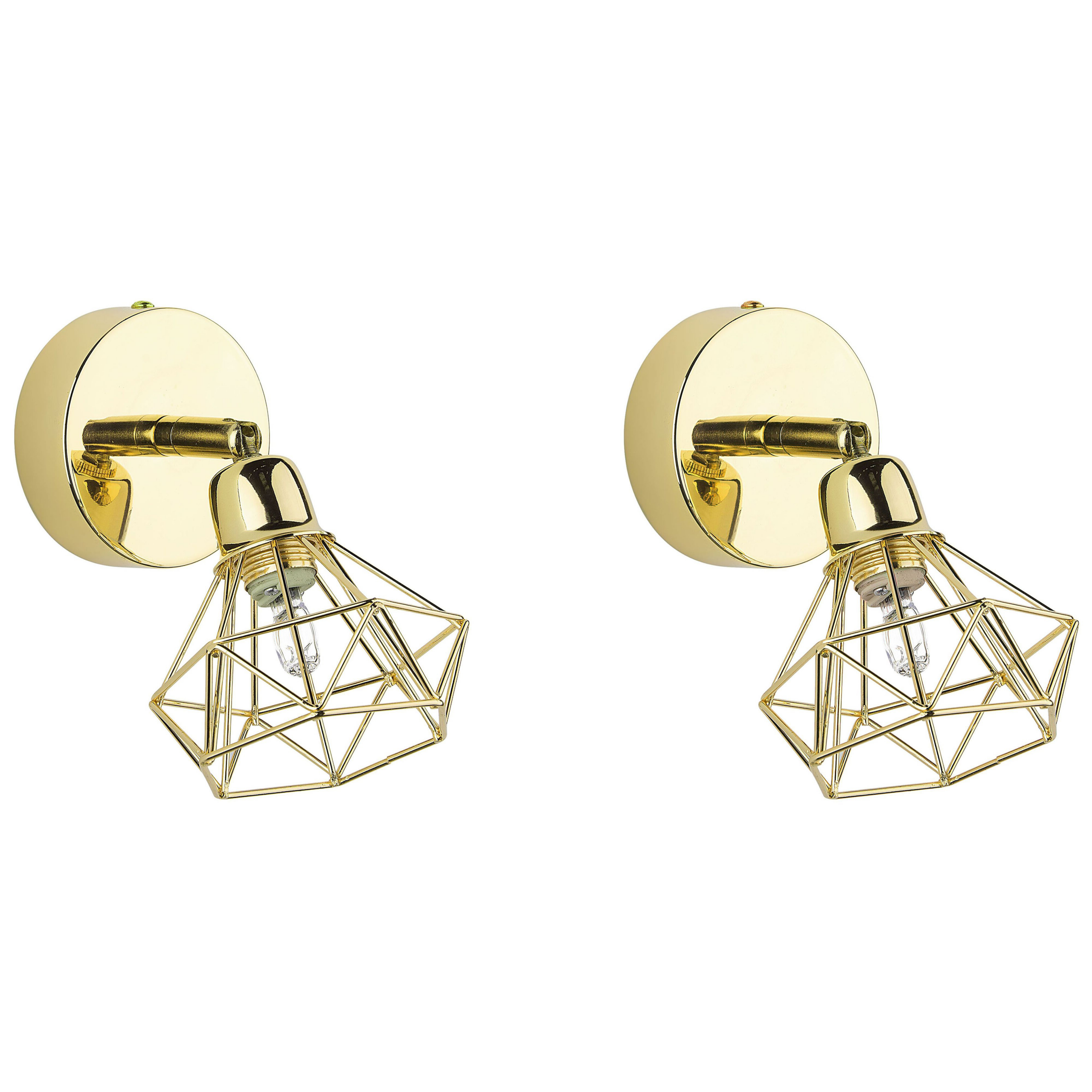 Set med 2 spotlightlampor ERMA Justerbar Metall Guld
