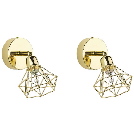 Set med 2 spotlightlampor ERMA Justerbar Metall Guld