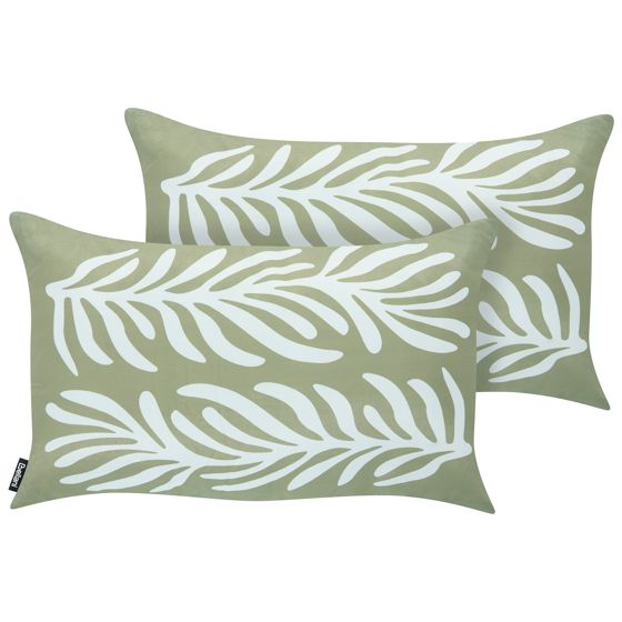 Set med 2 utomhusdynor ALISMA Växtmotiv 30 x 50 cm Olivgrön