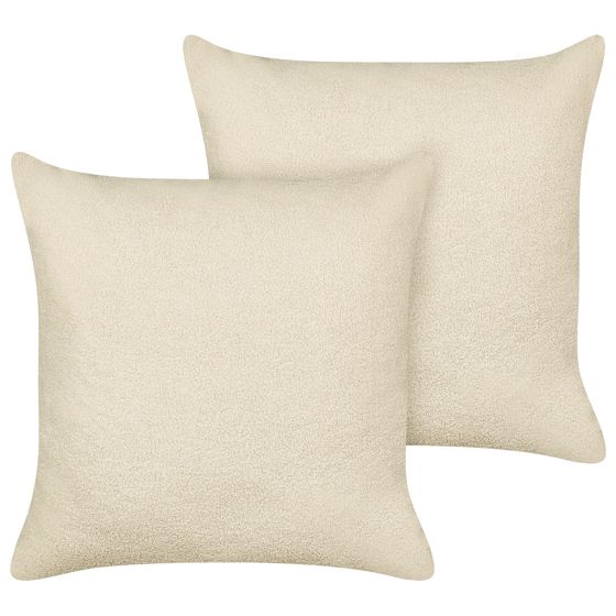 Set med 2 prydnadskuddar LEUZEA 60 x 60 cm Bouclé Beige Monokromt