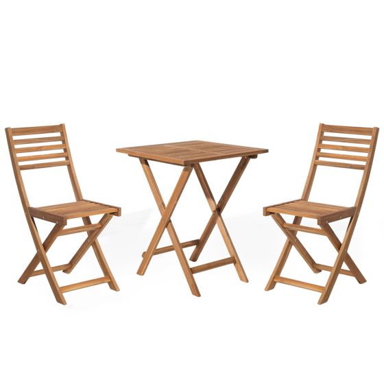 Caféset Fällbar FIJI Akaciaträ Ljusbrun