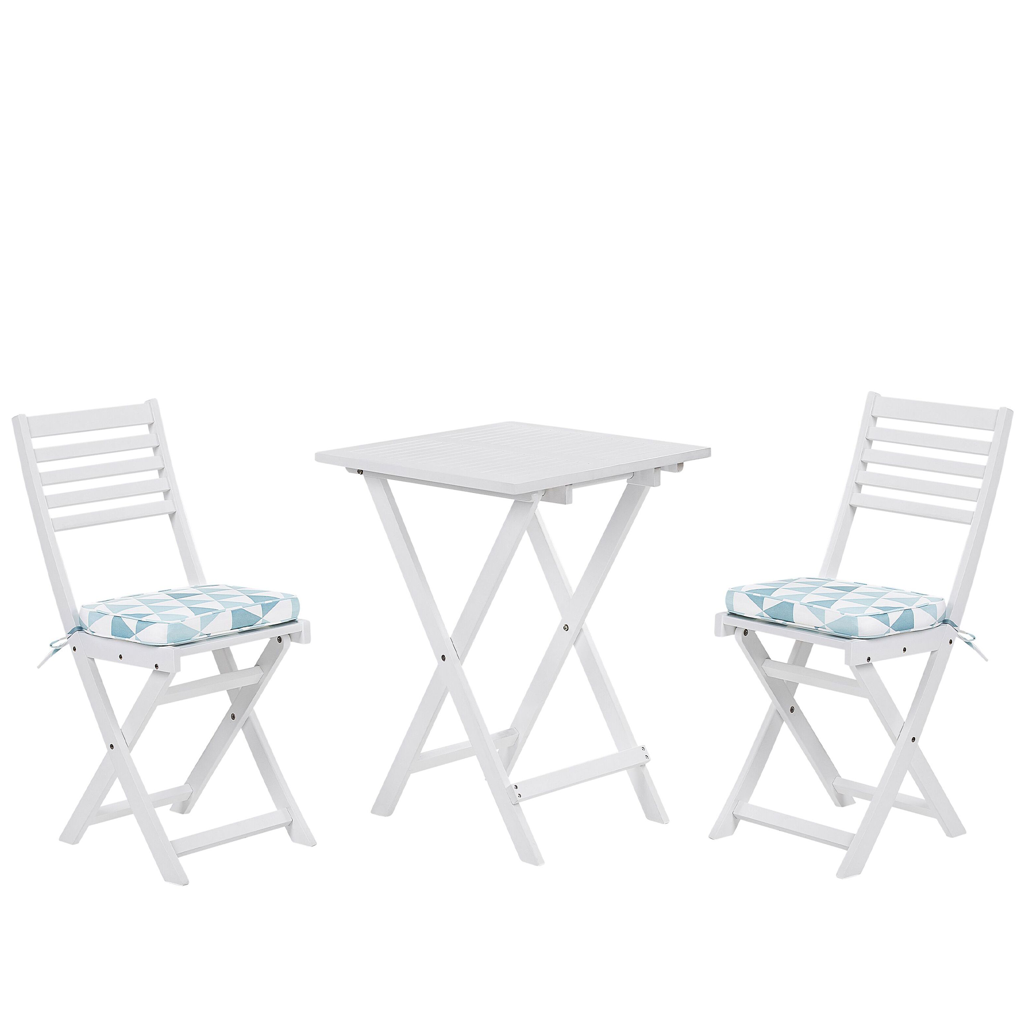 Caféset med kuddar Fällbar FIJI Akaciaträ Blå