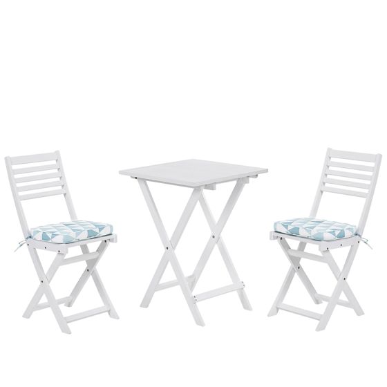 Caféset med kuddar Fällbar FIJI Akaciaträ Blå