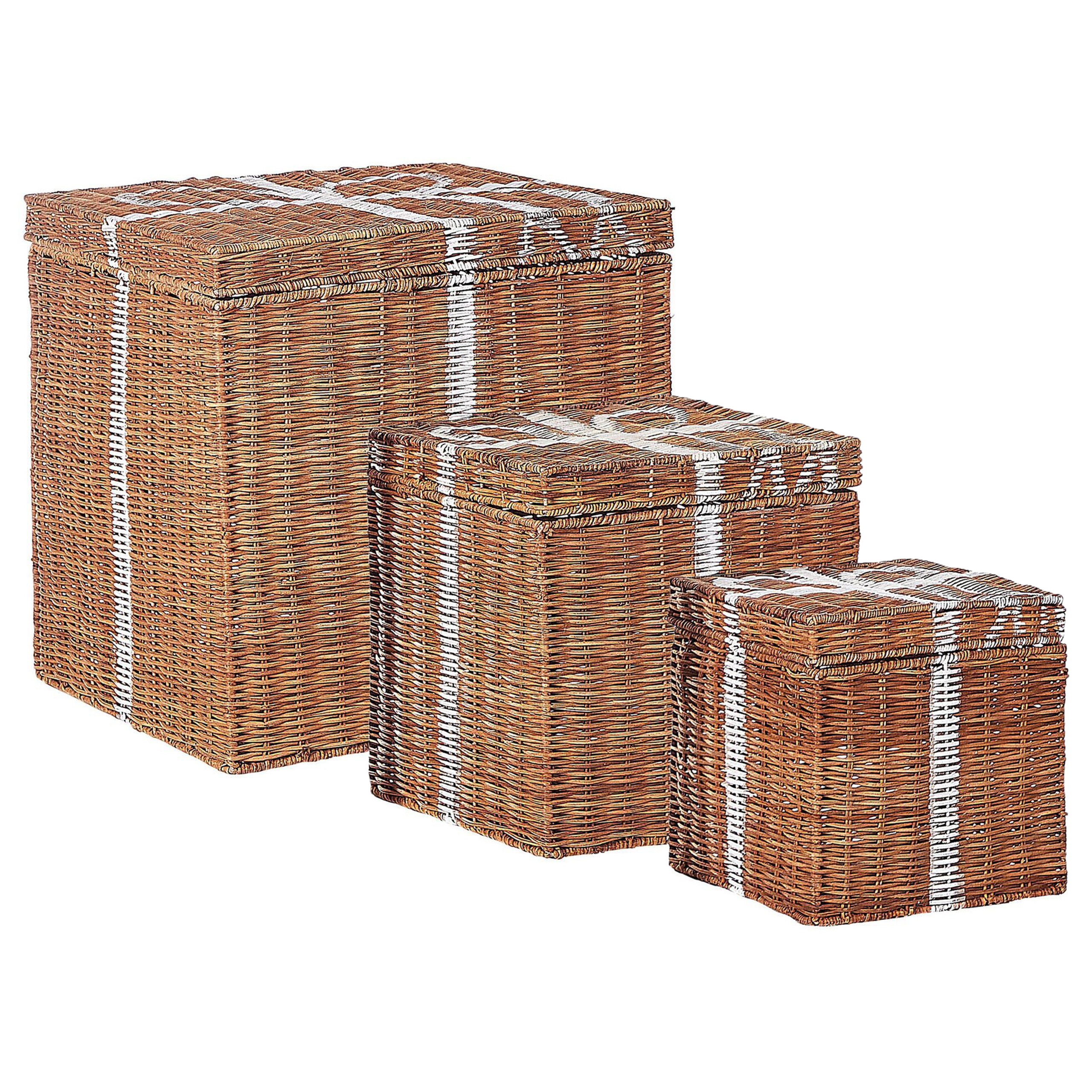 Set med 3 korgar Julklappar CADEAU Rotting Naturlig