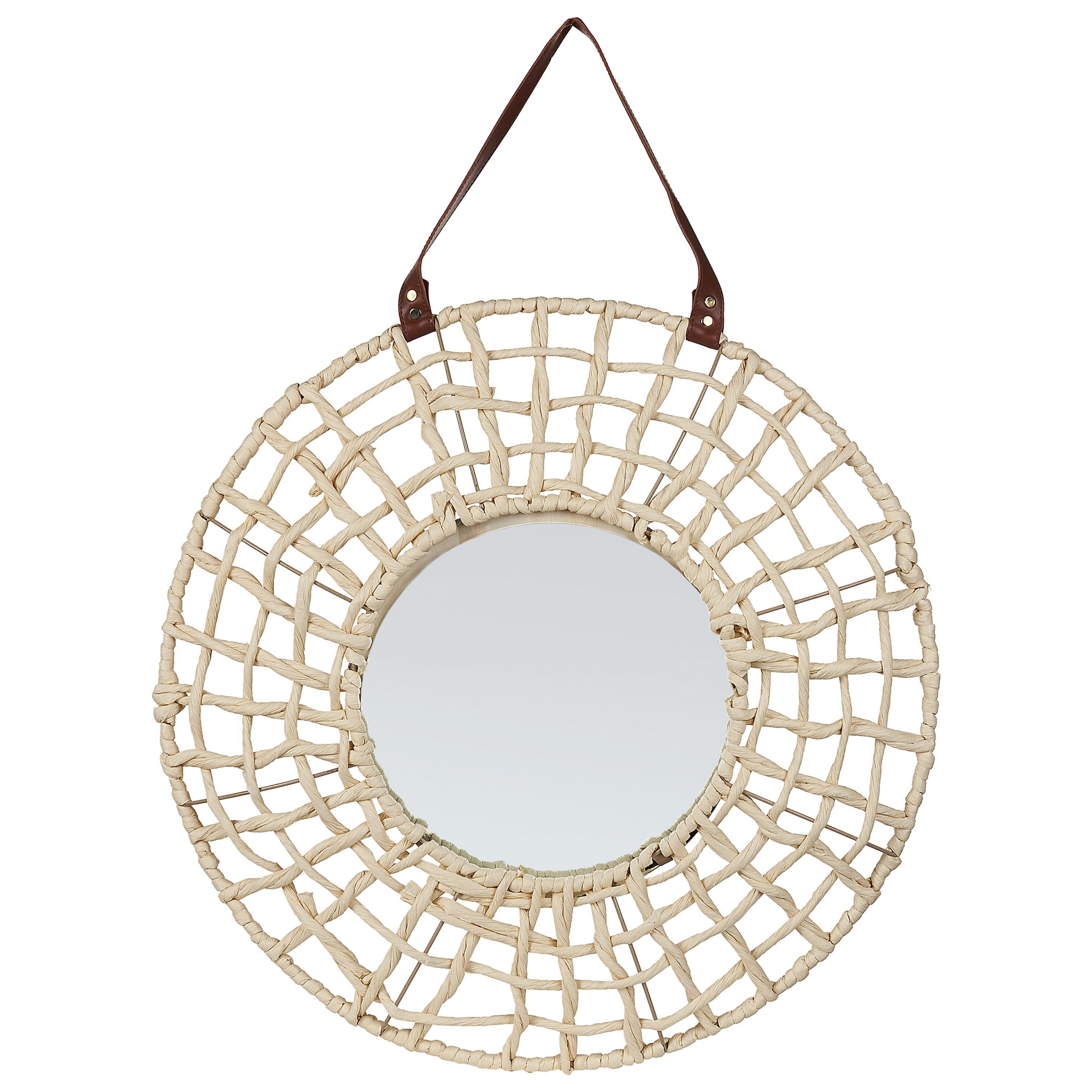 Väggspegel PALACI 60 cm 60 cm Pappersrep Naturlig