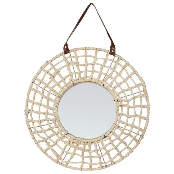 Väggspegel PALACI 60 cm 60 cm Pappersrep Naturlig
