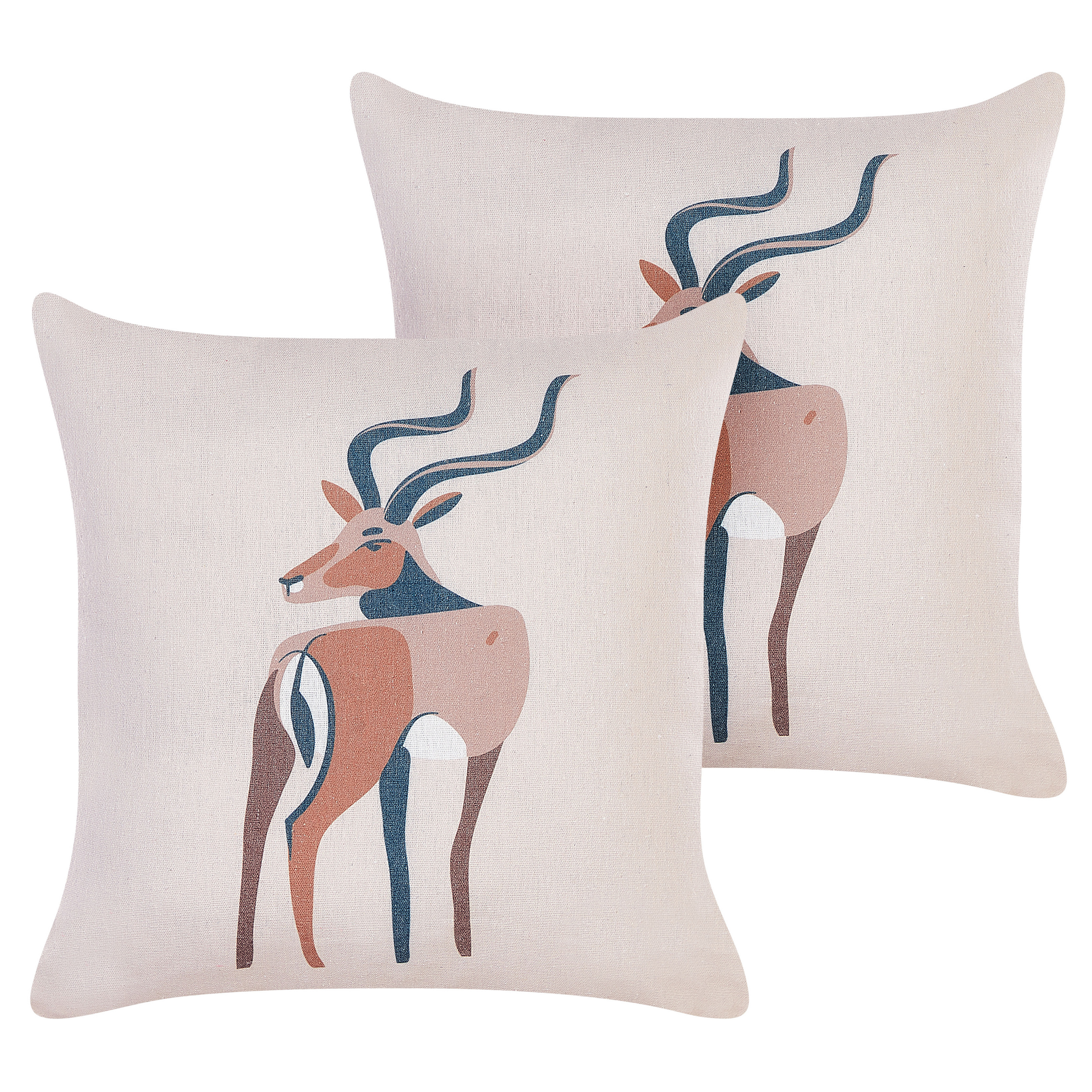 Set med 2 prydnadskuddar ABAL 45 x 45 cm Beige Djurtryck