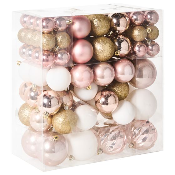 Set med 114 julgranskulor GJENDE Rosa