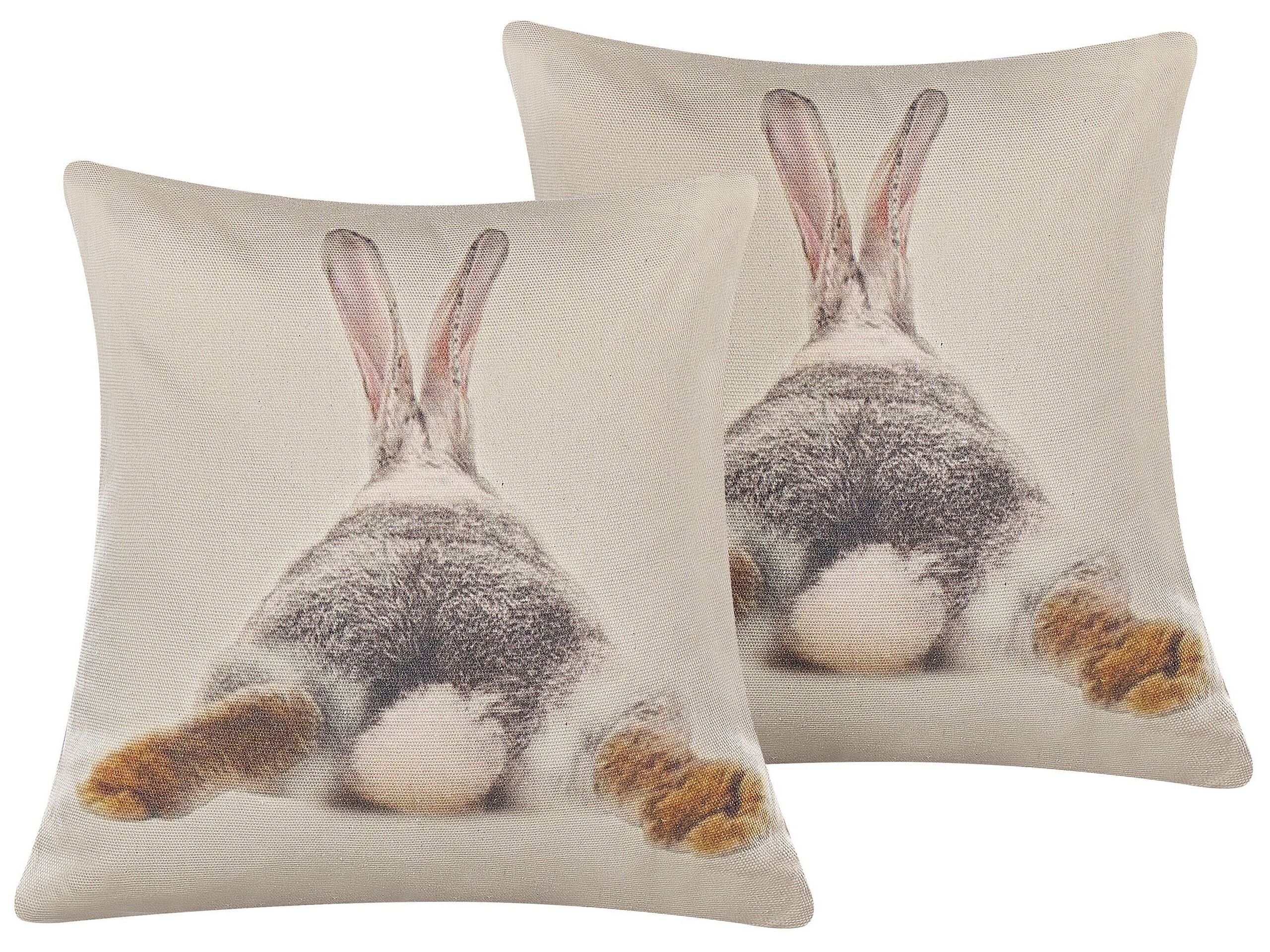 Set med 2 prydnadskuddar BUXUS 45 x 45 cm Taupe