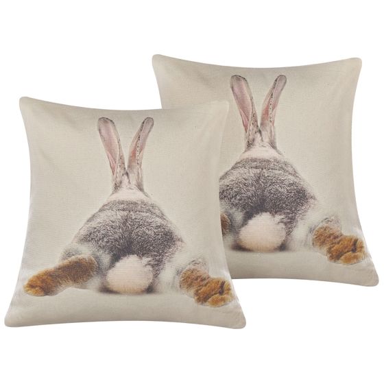 Set med 2 prydnadskuddar BUXUS 45 x 45 cm Taupe