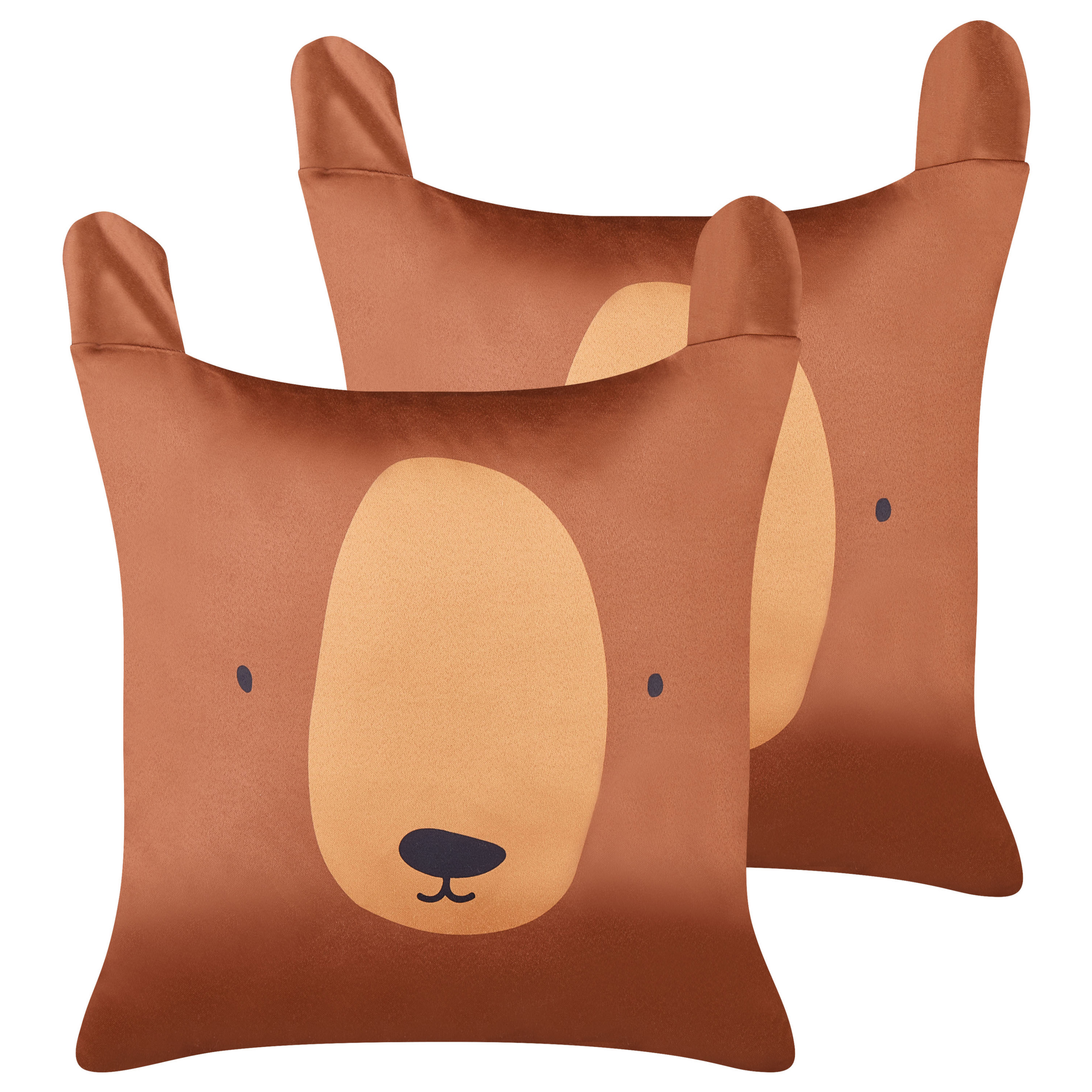 Set med 2 prydnadskuddar TEDDYBEAR 45 x 45 cm Bomull Brun