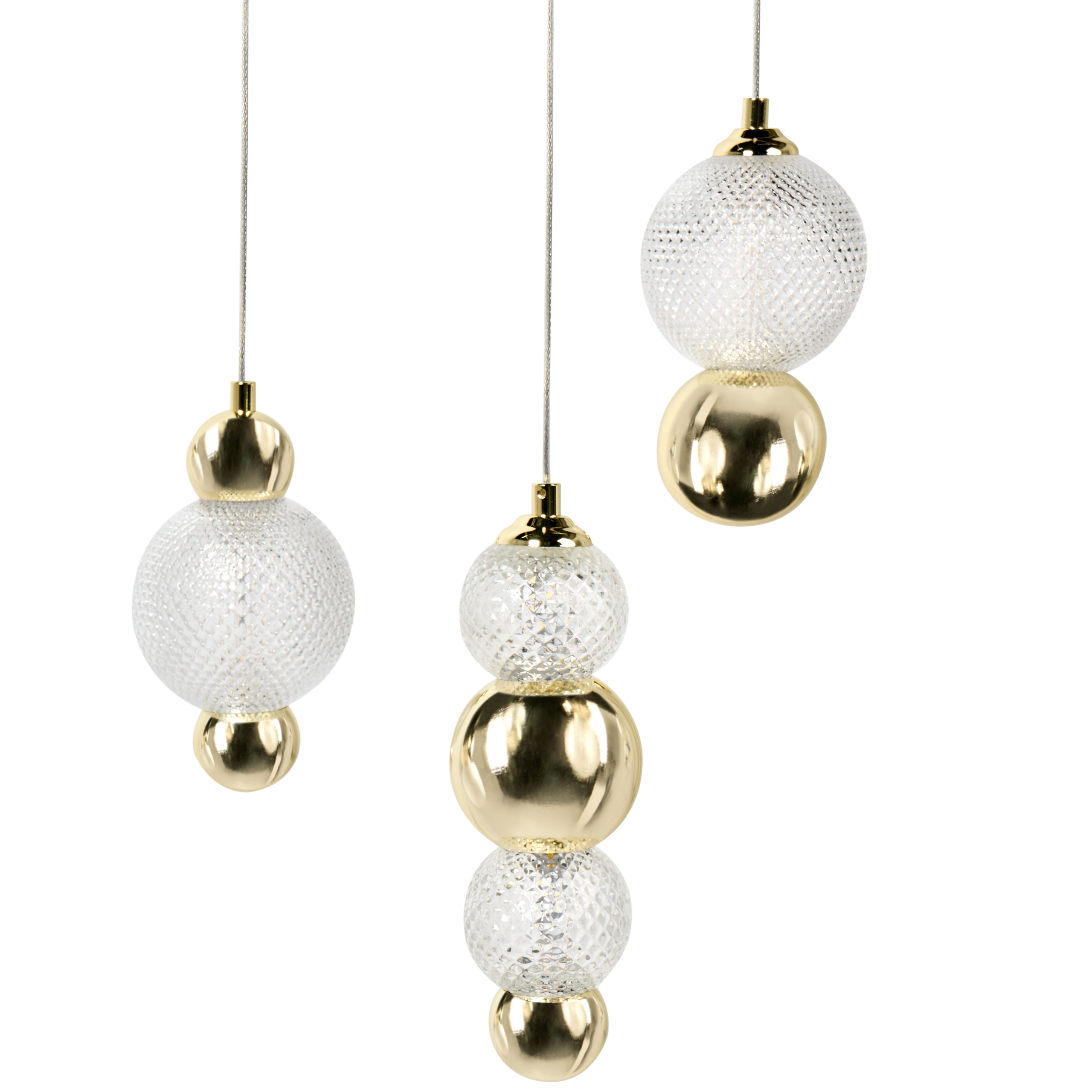 Pendellampa med 3 lampor SORA LED Glas Guld