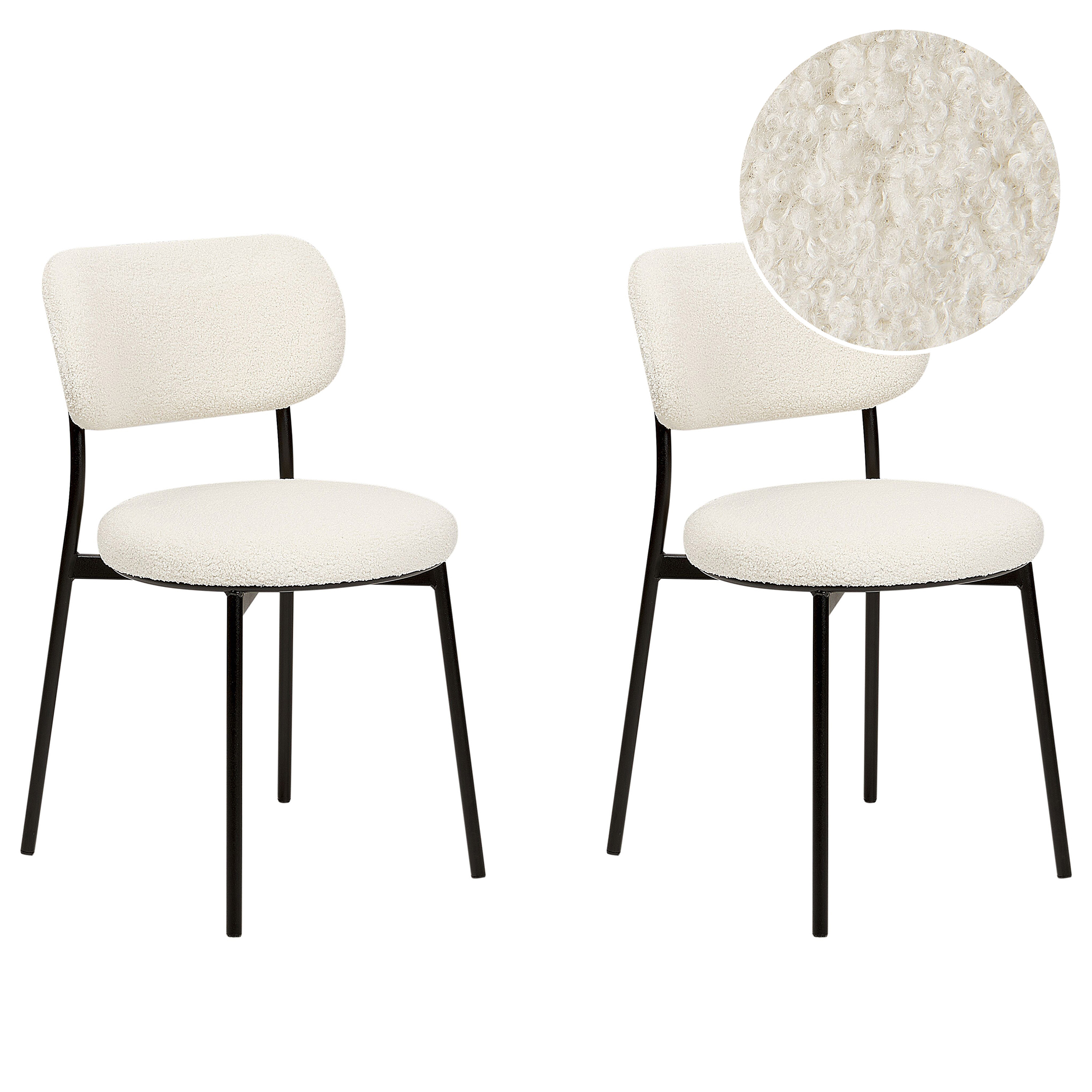 Set med 2 matstolar CASEY Bouclé Off-White