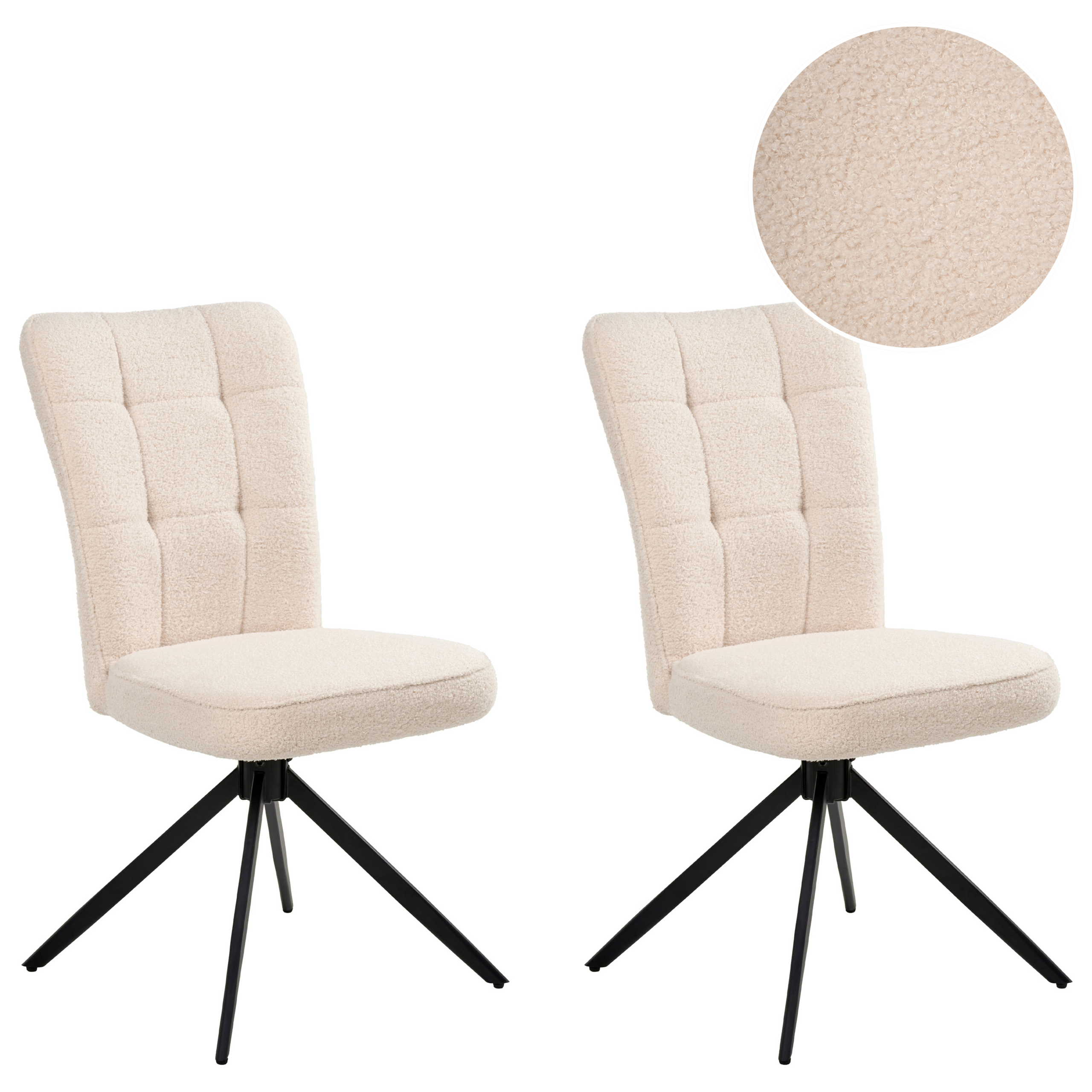 Set med 2 matstolar Vridbar RYAN Bouclé Ljusbeige