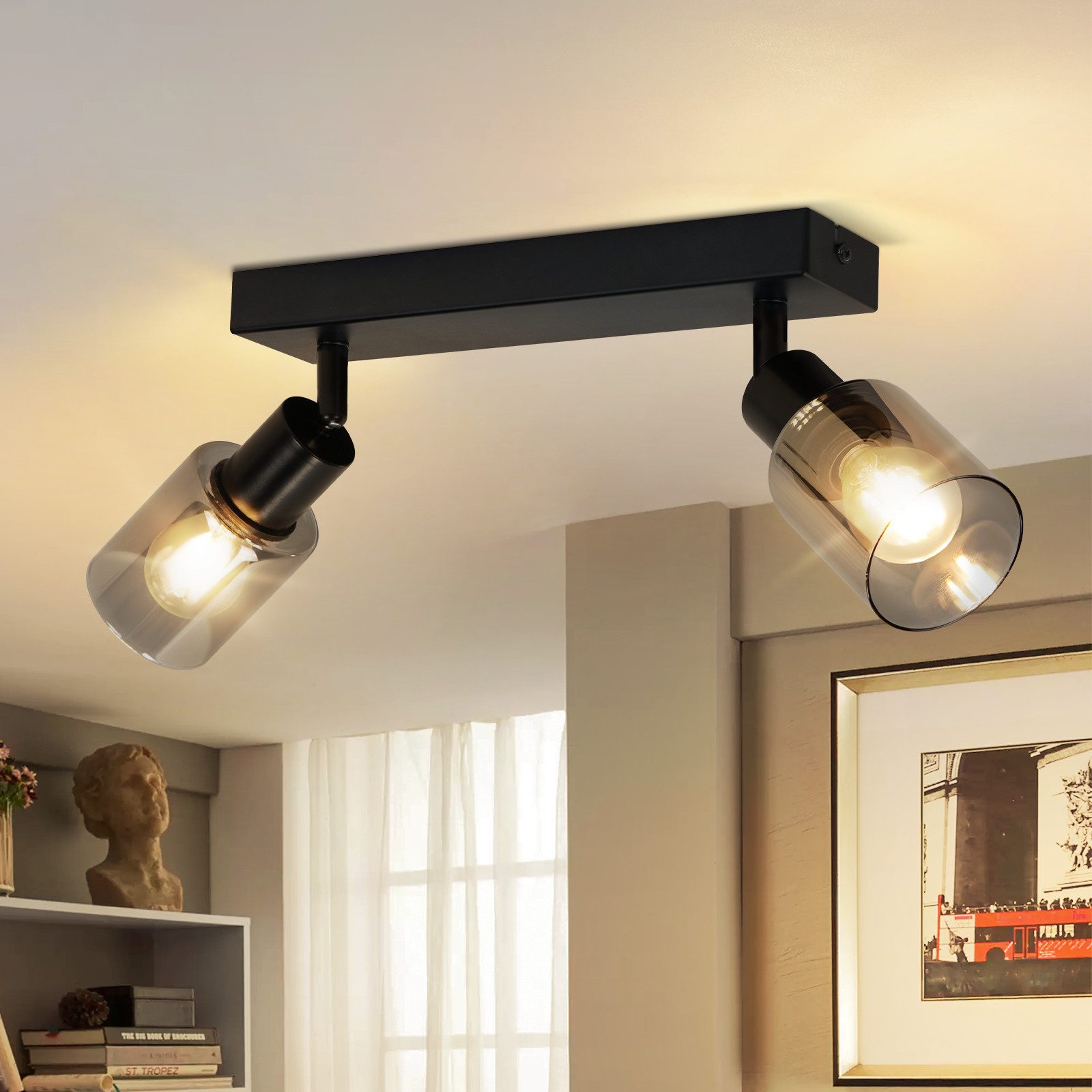 NETTLIFE - taklampa spotlight 2 lågor svart industriell E14 taklampa för vardagsrum