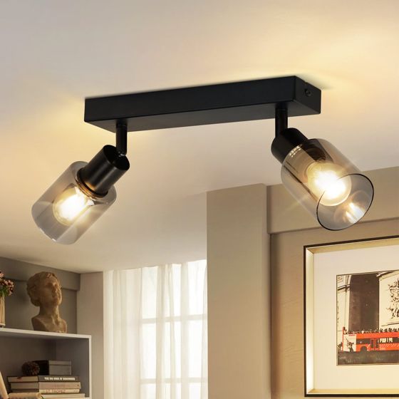 NETTLIFE - taklampa spotlight 2 lågor svart industriell E14 taklampa för vardagsrum
